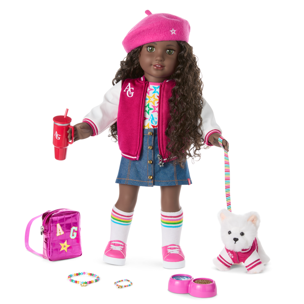 Truly Me™ 18-inch Doll #127 with curly dark-brown hair A2