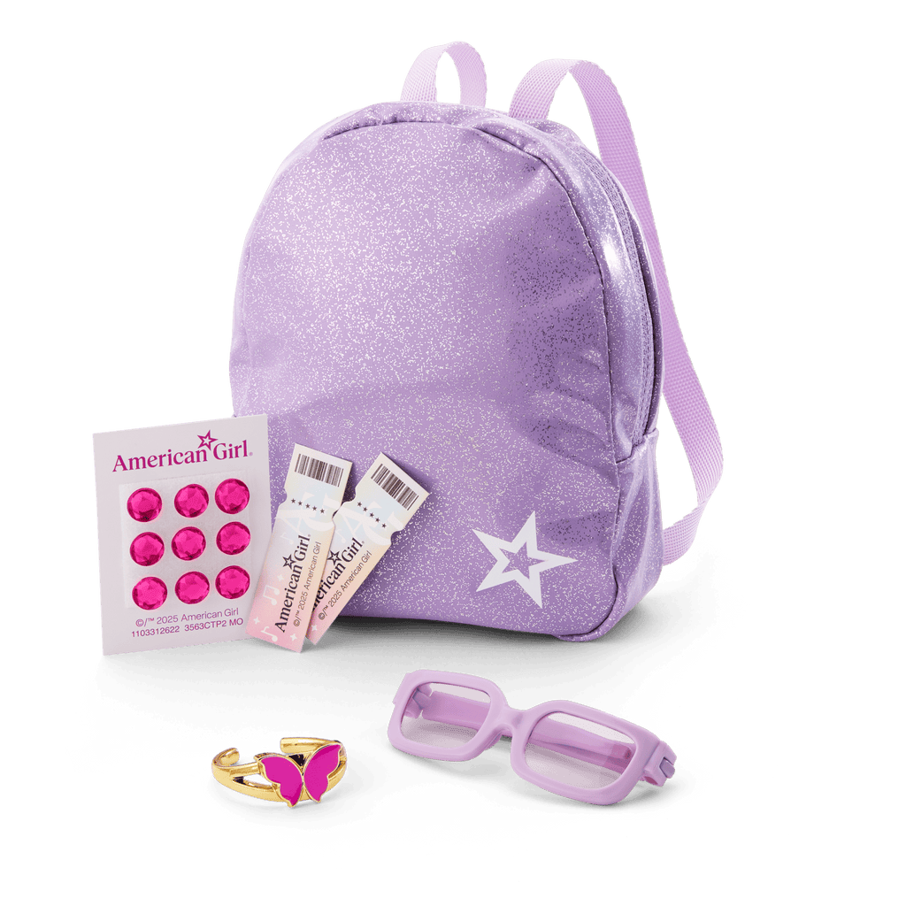 Colorful Teddy Bear Backpack & Accessory Set for 18-inch Dolls B0
