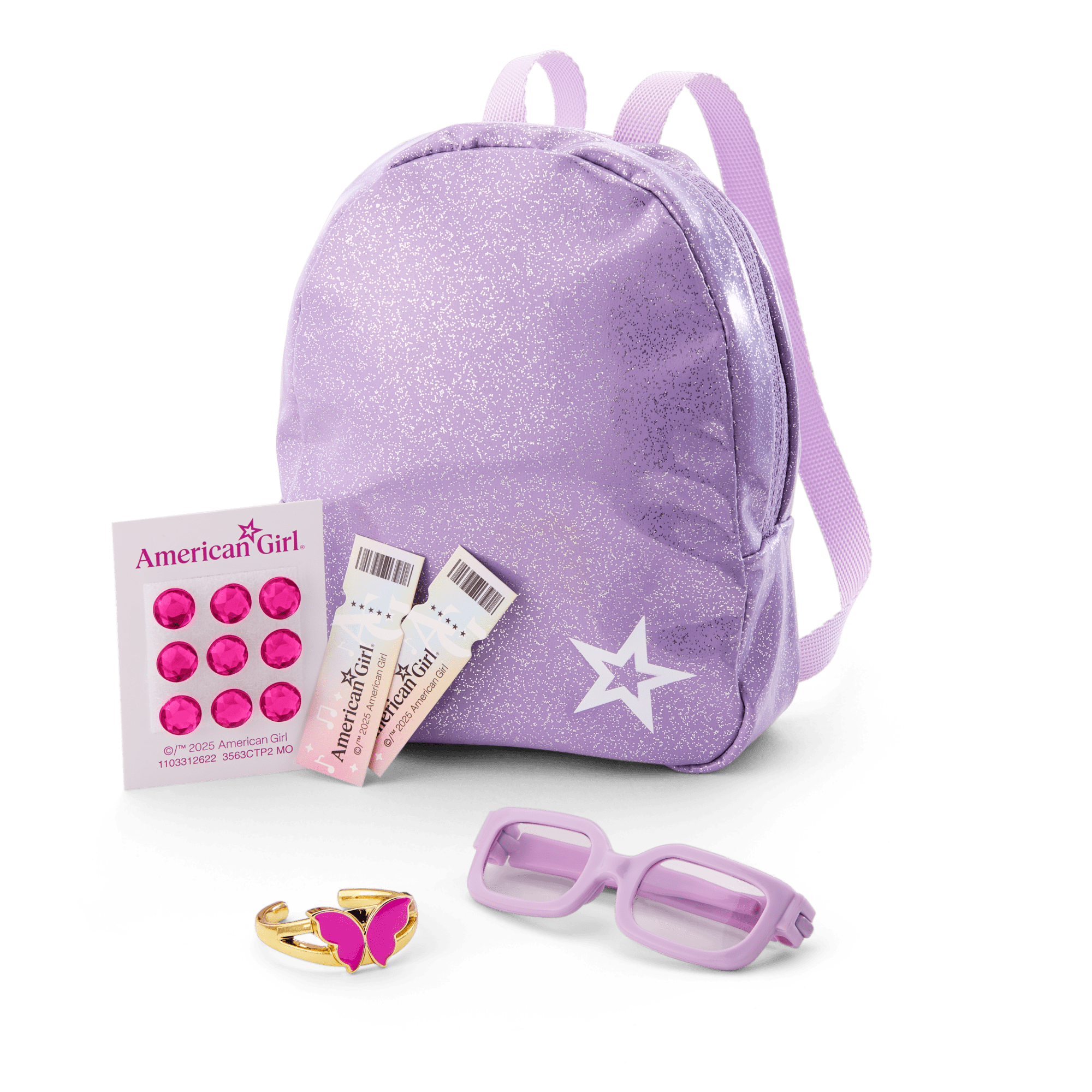 Colorful Teddy Bear Backpack & Accessory Set for 18-inch Dolls B0