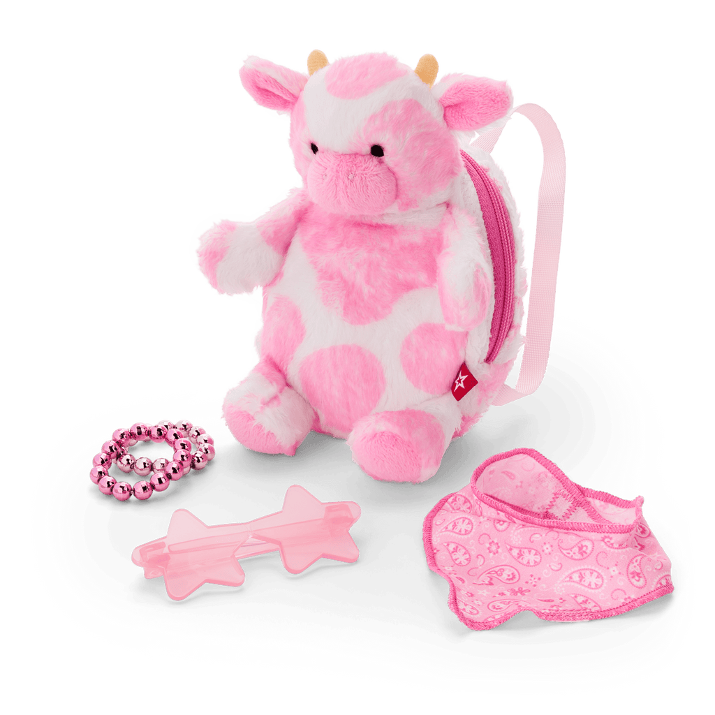 Pink Spotted Cow Backpack & Accessory Set for 18-inch Dolls A5