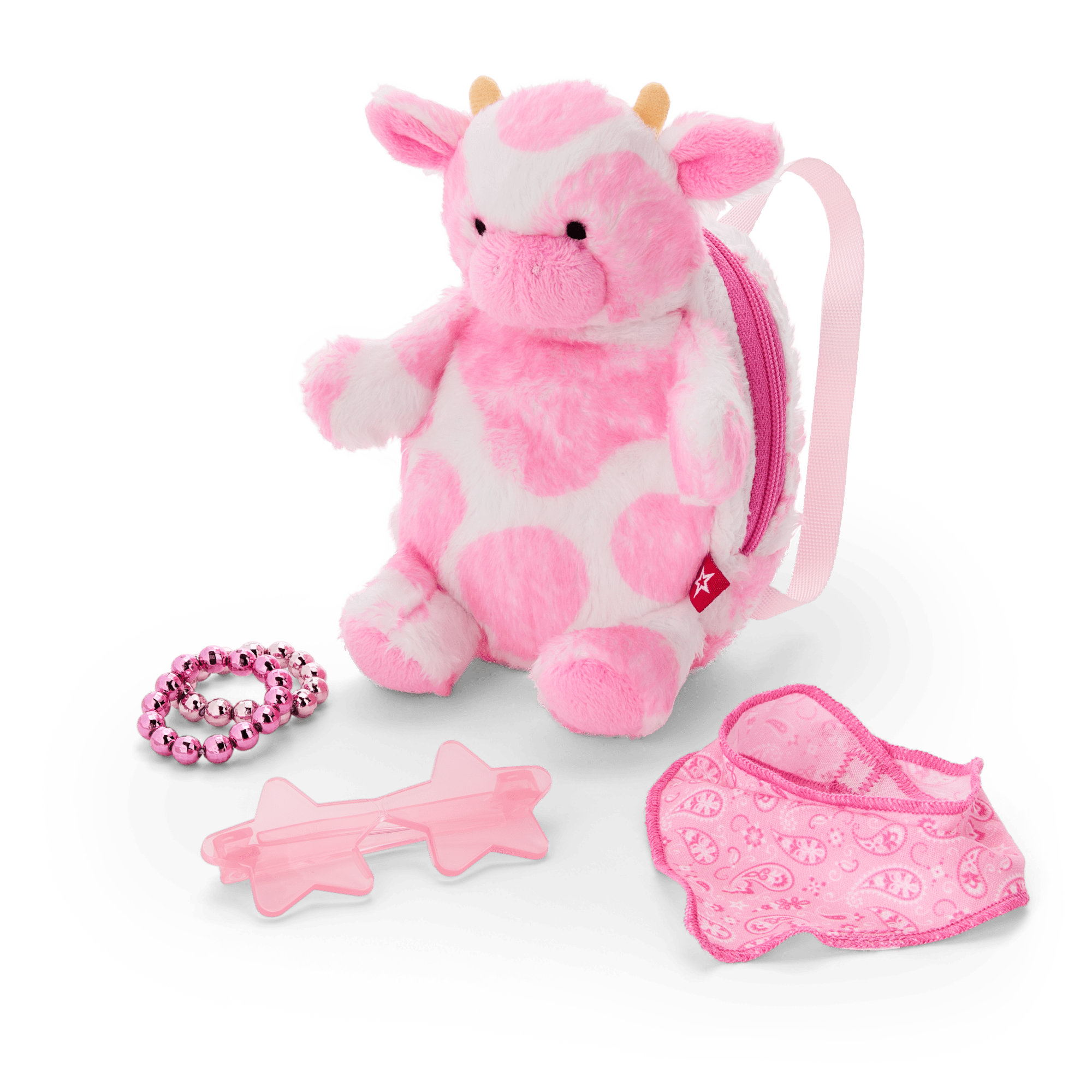 Pink Spotted Cow Backpack & Accessory Set for 18-inch Dolls A5