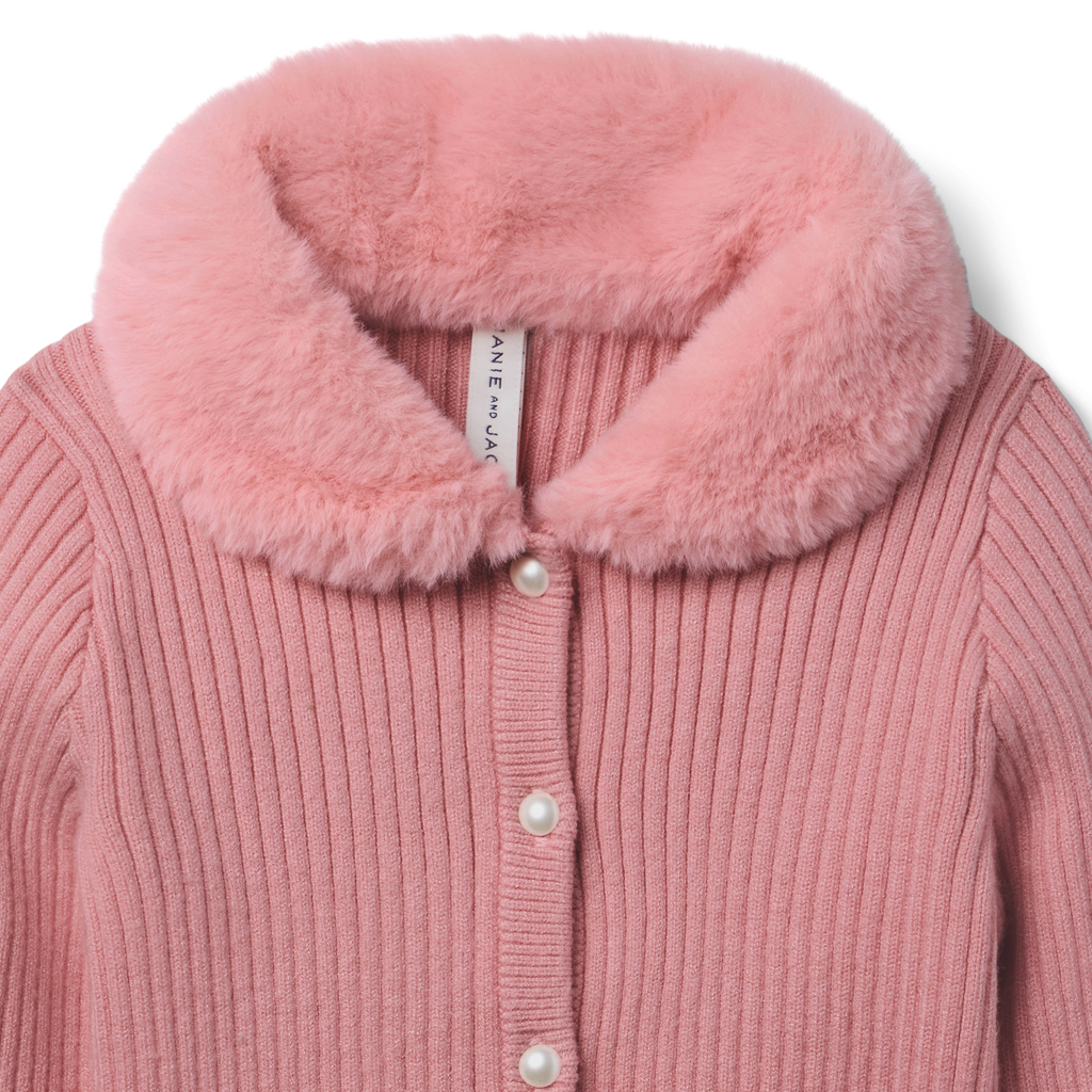 American Girl® x Janie and Jack Rosy Ribbed Cardigan for Girls C5
