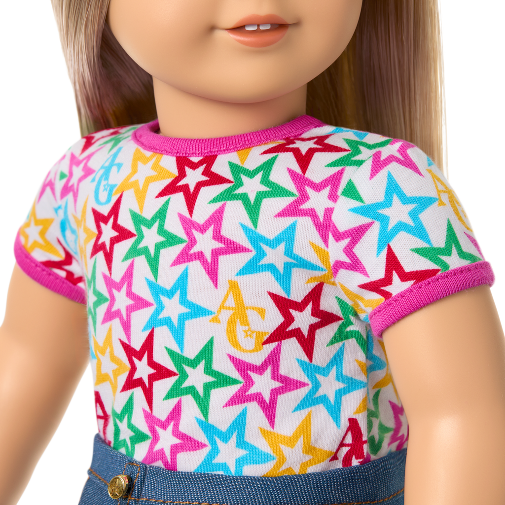 Truly Me™ 18-inch Doll #100 with straight layered blonde hair B7