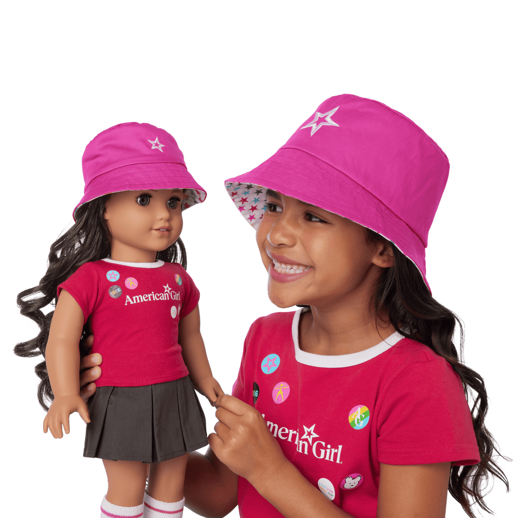AG™ Star Bucket Hat Set for Girls & Dolls D0
