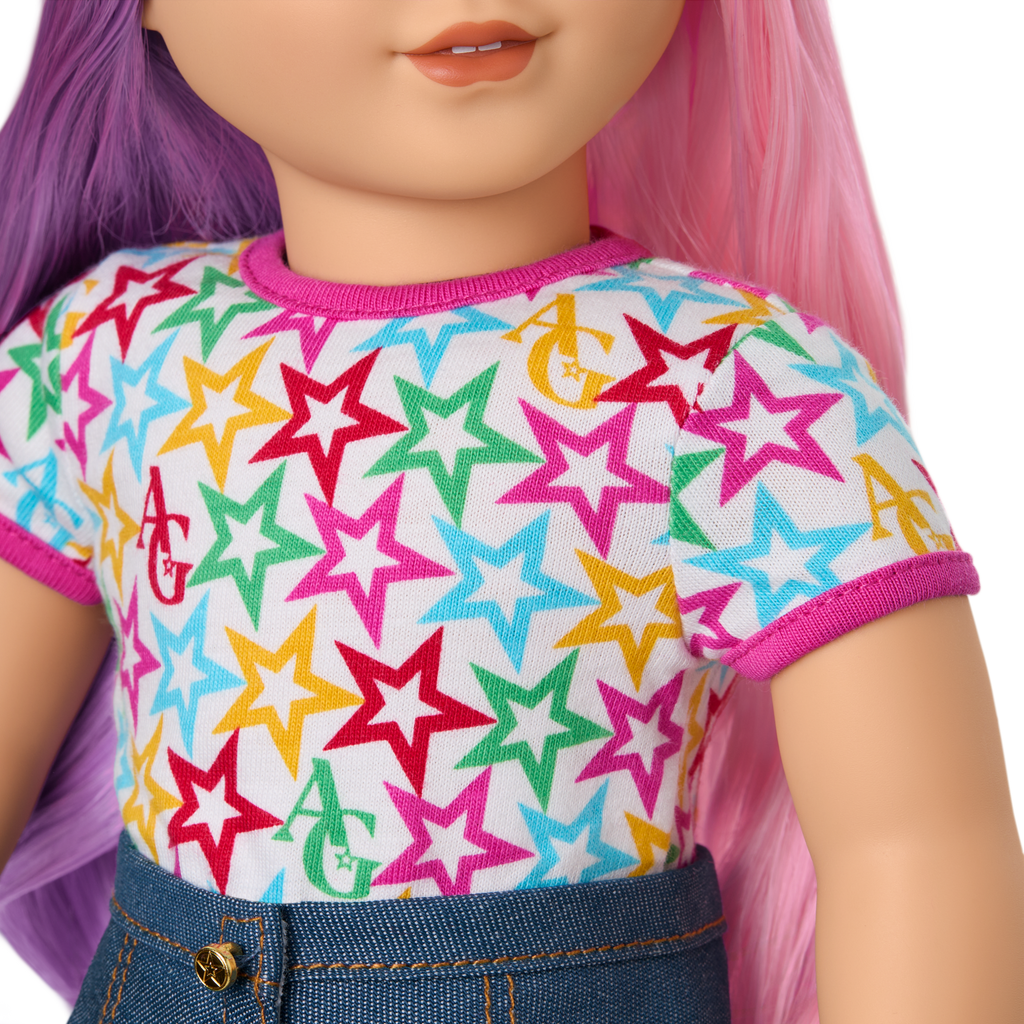Truly Me™ 18-inch Doll #116 with wavy purple-and-pink hair C3