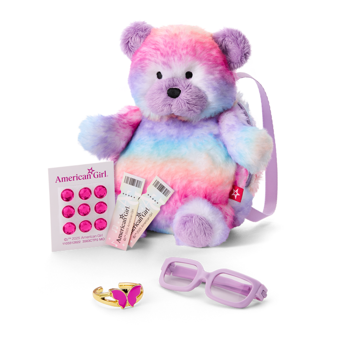 Colorful Teddy Bear Backpack & Accessory Set for 18-inch Dolls B0