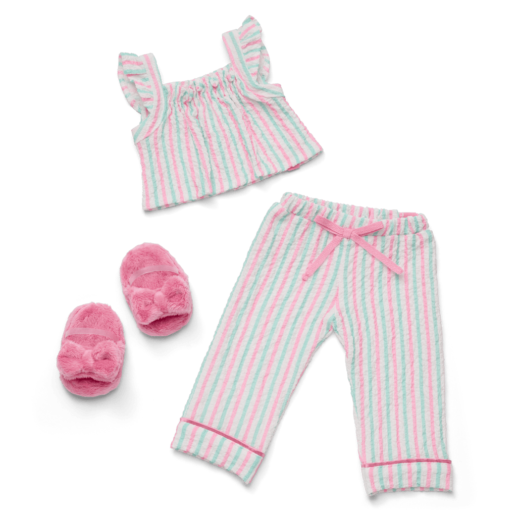 Raquel's™ Coastal Stripes Pajamas for 18-inch Dolls (Girl of the Year™ 2026) F4