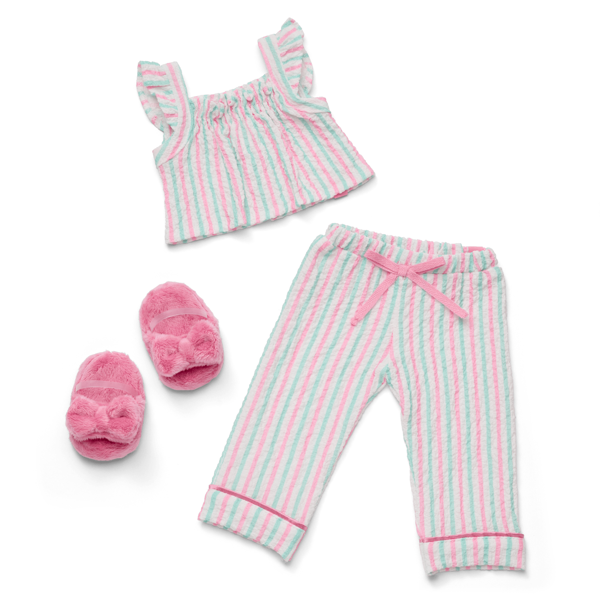 Raquel's™ Coastal Stripes Pajamas for 18-inch Dolls (Girl of the Year™ 2026) F4