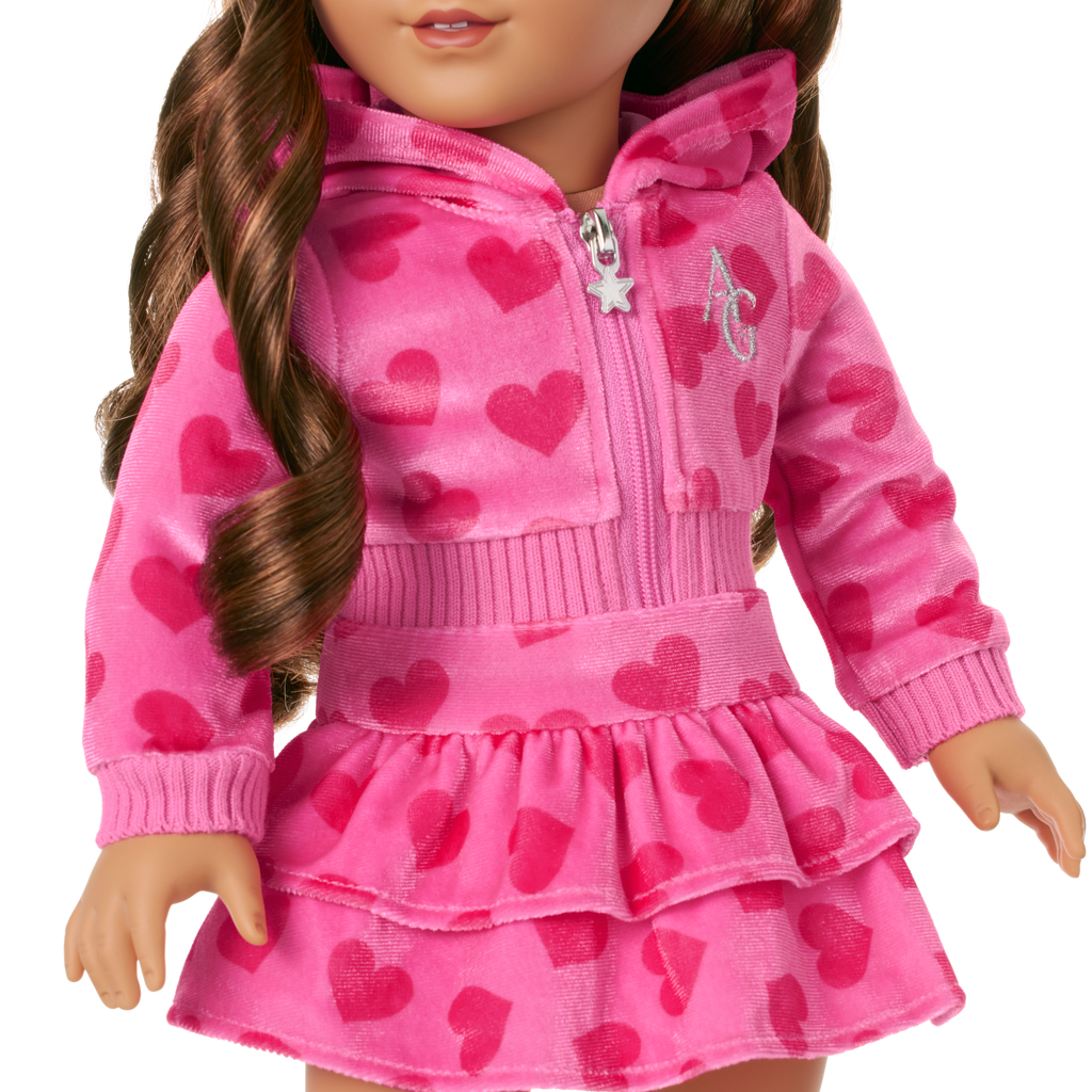 Pink Hearts Hoodie Dress for 18-inch Dolls C8