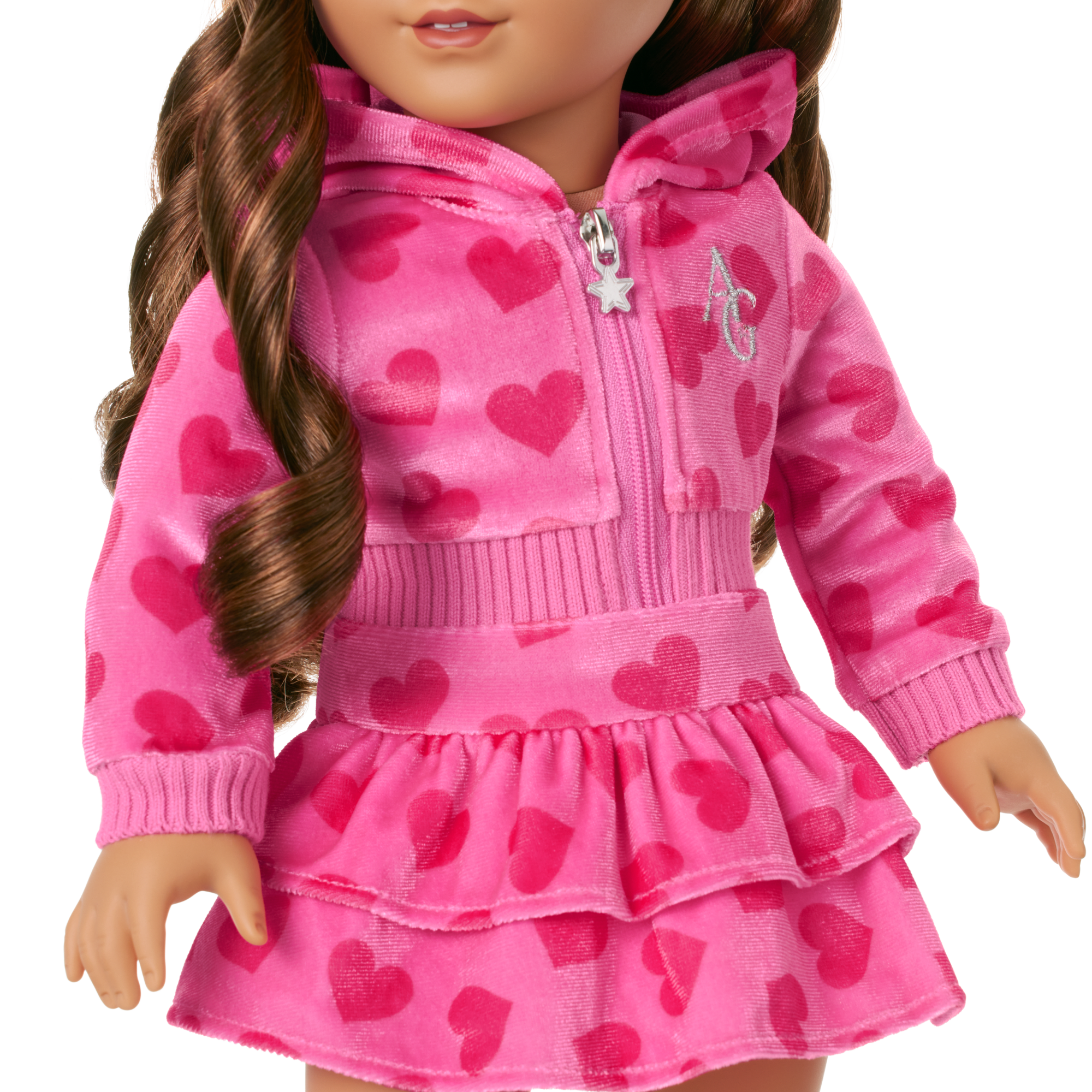 Pink Hearts Hoodie Dress for 18-inch Dolls C8