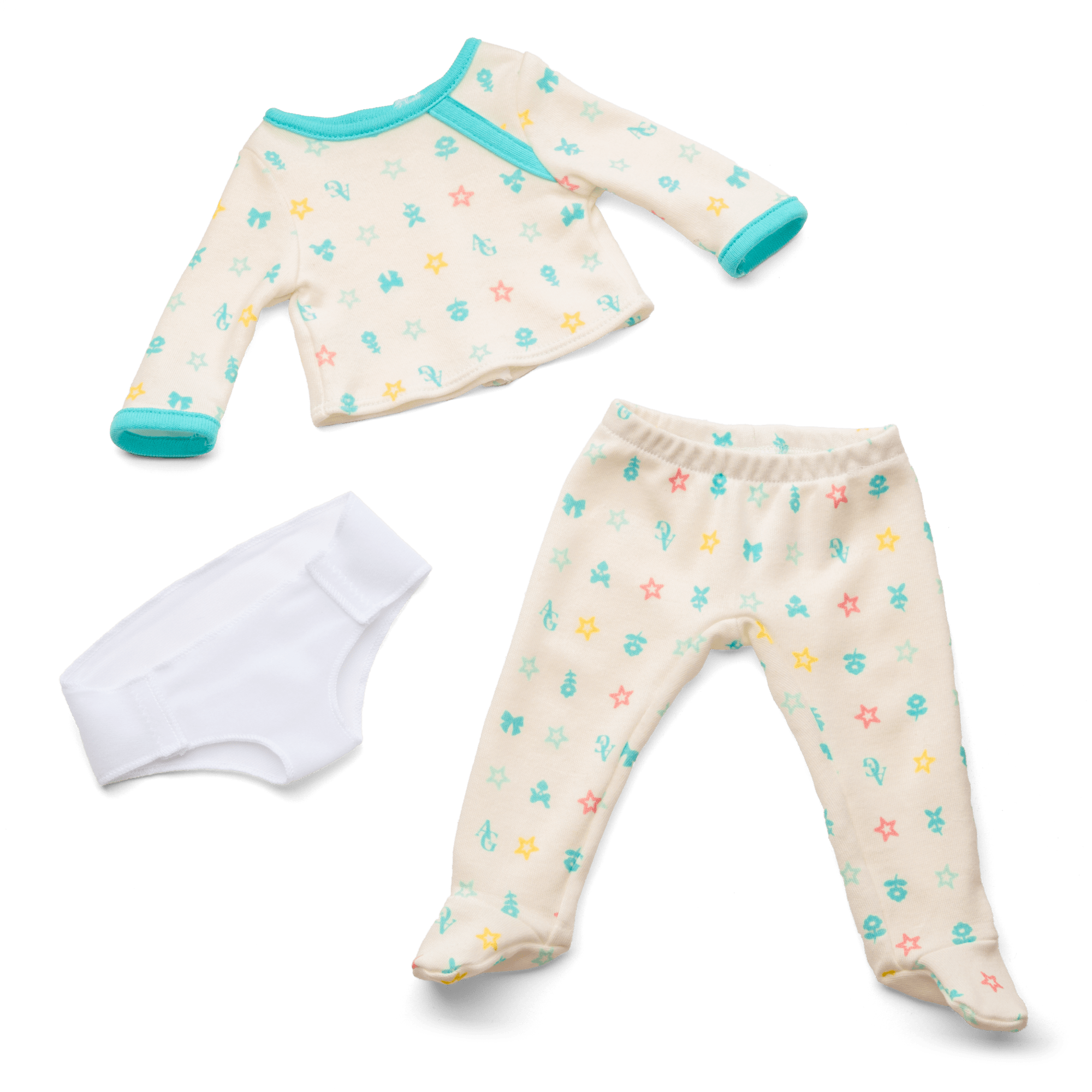 Bitty Baby® Doll #5 with dark-brown hair in Pastel Blue C2