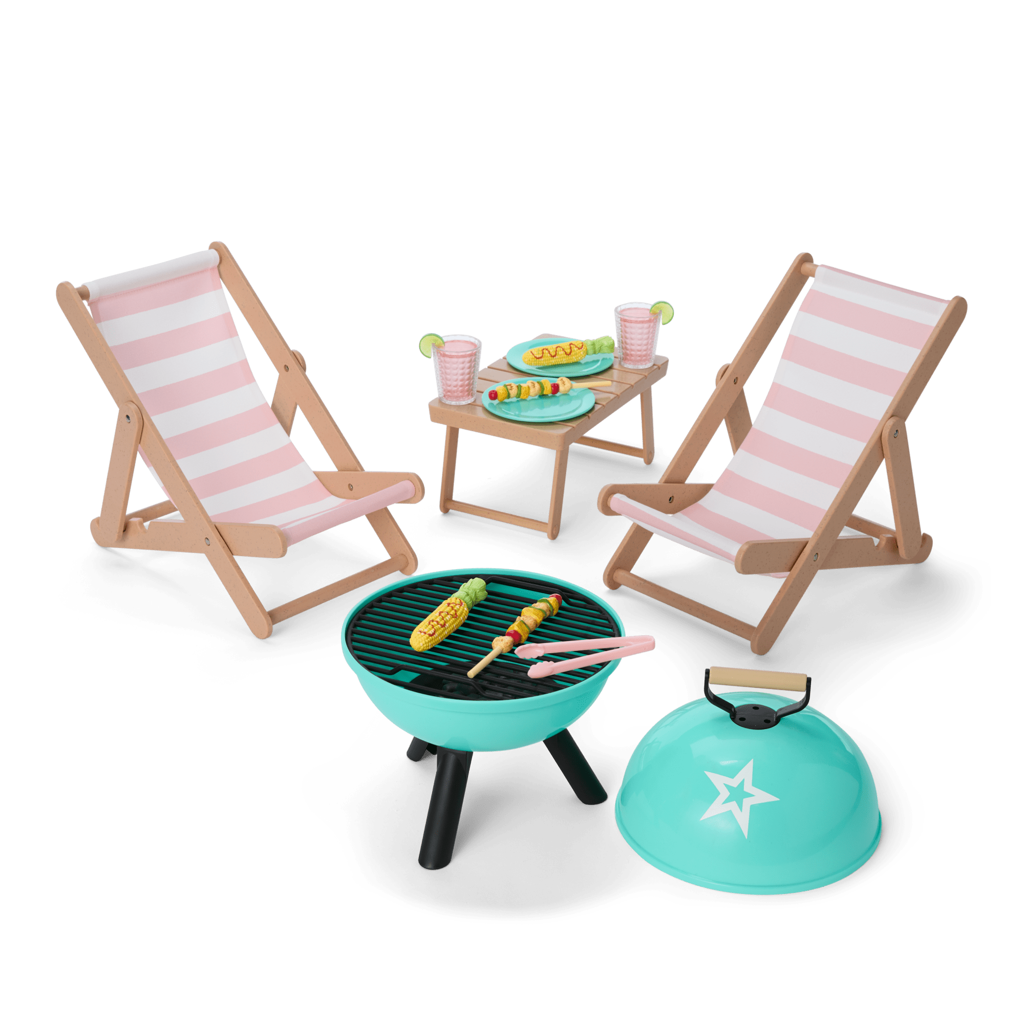 Raquel's™ Beach Chairs & Barbecue Set for 18-inch Dolls (Girl of the Year™ 2026) E5