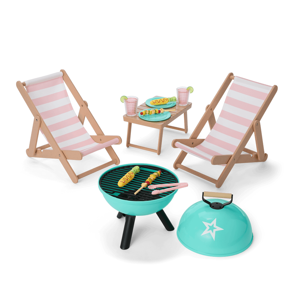 Raquel's™ Beach Chairs & Barbecue Set for 18-inch Dolls (Girl of the Year™ 2026) D1