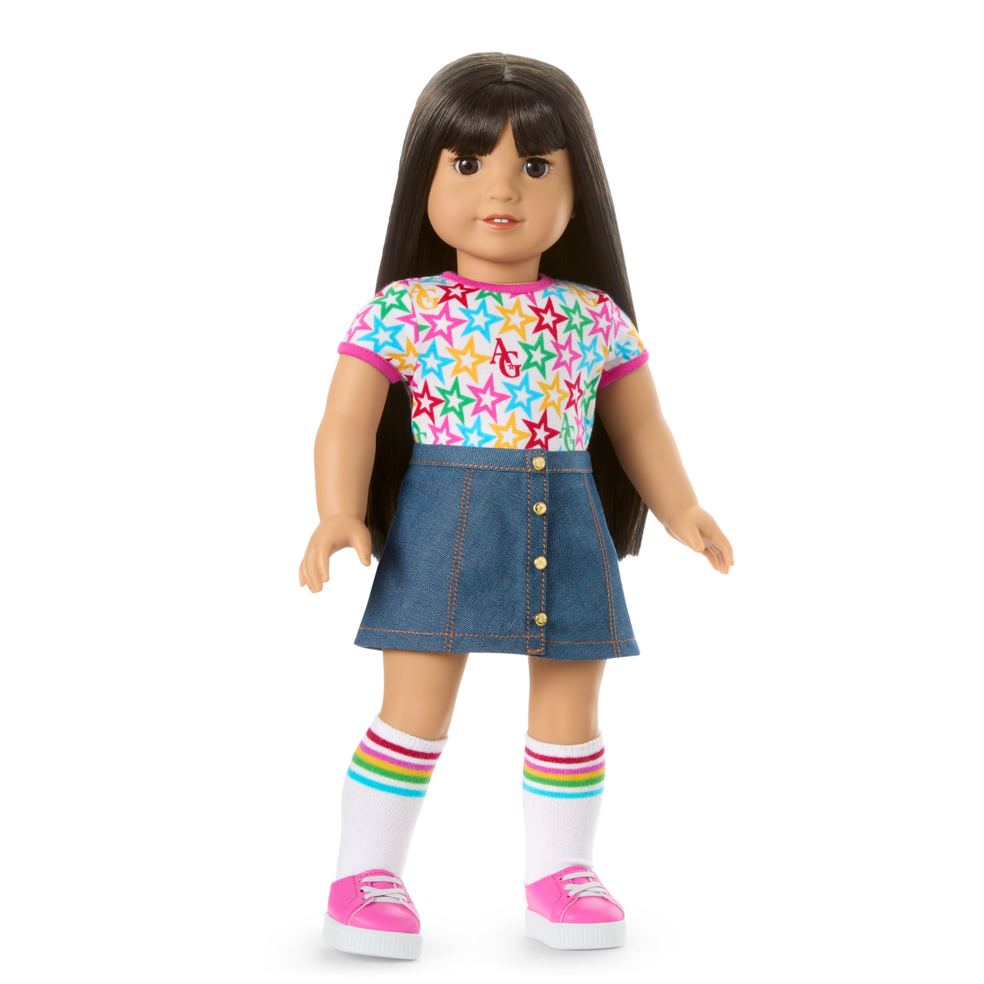 Truly Me™ 18-inch Doll #130 with straight black-brown hair C1