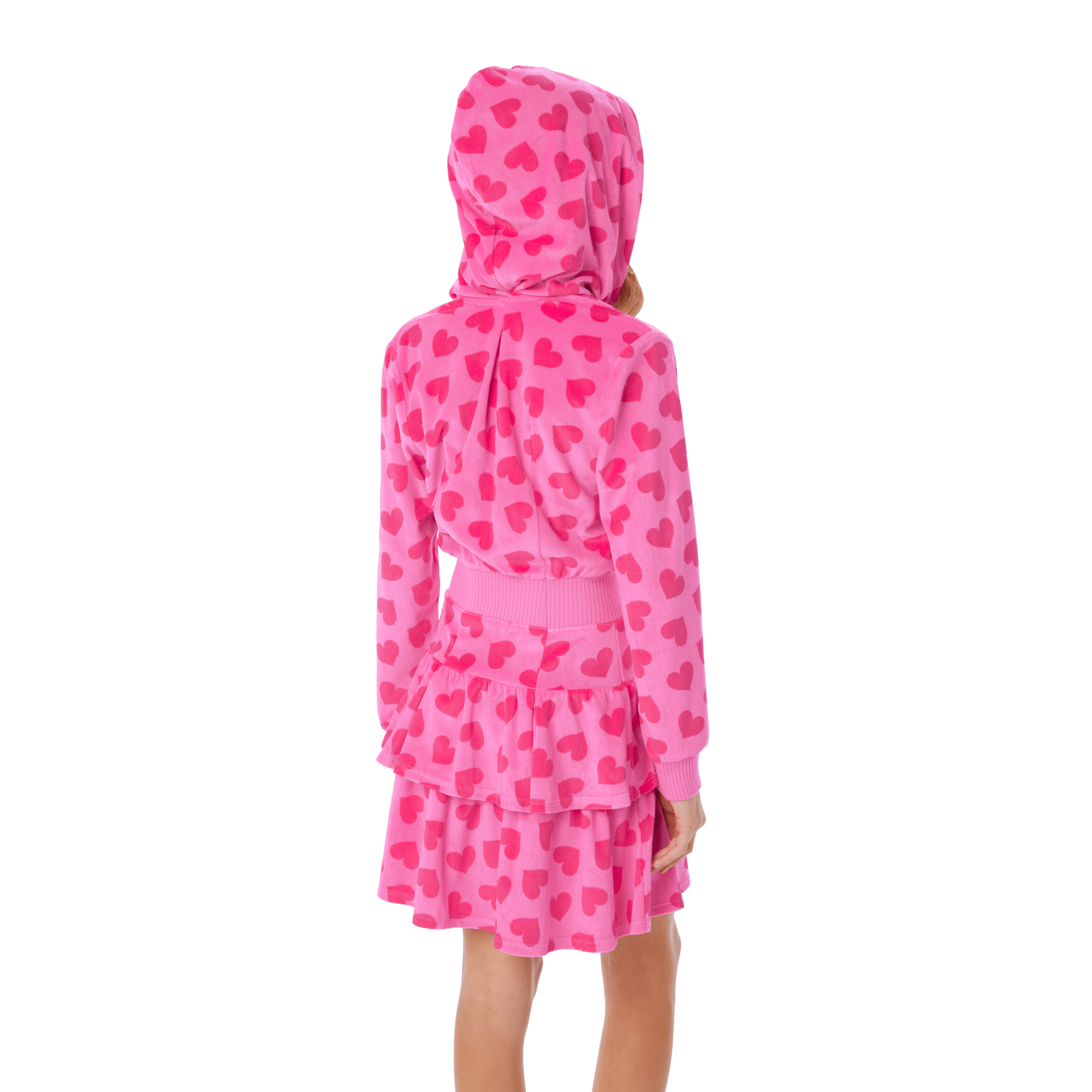 Pink Hearts Hoodie Dress for Girls B0