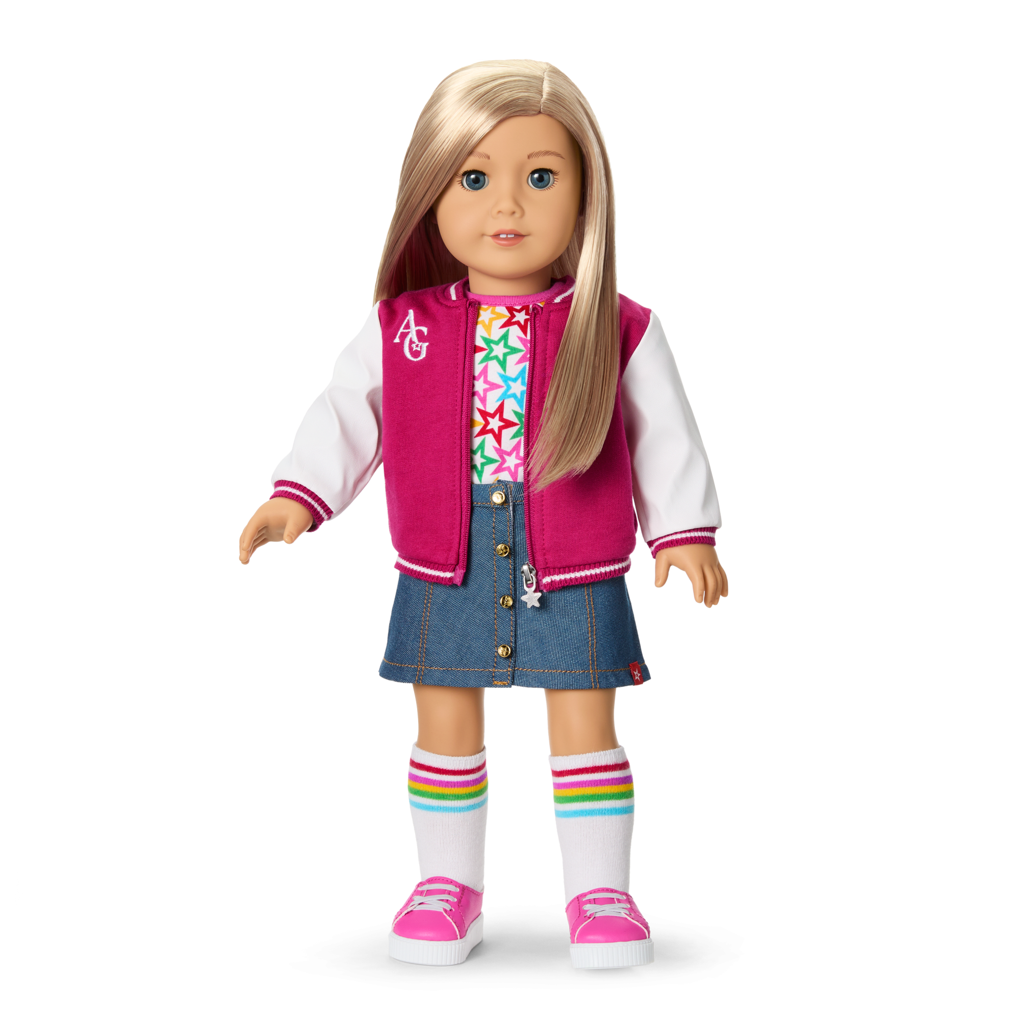 Truly Me™ 18-inch Doll #100 with straight layered blonde hair B7