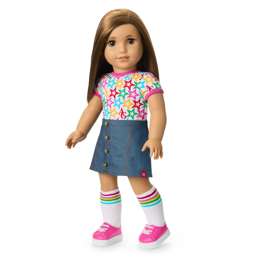 Truly Me™ 18-inch Doll #107 with straight brown hair F2