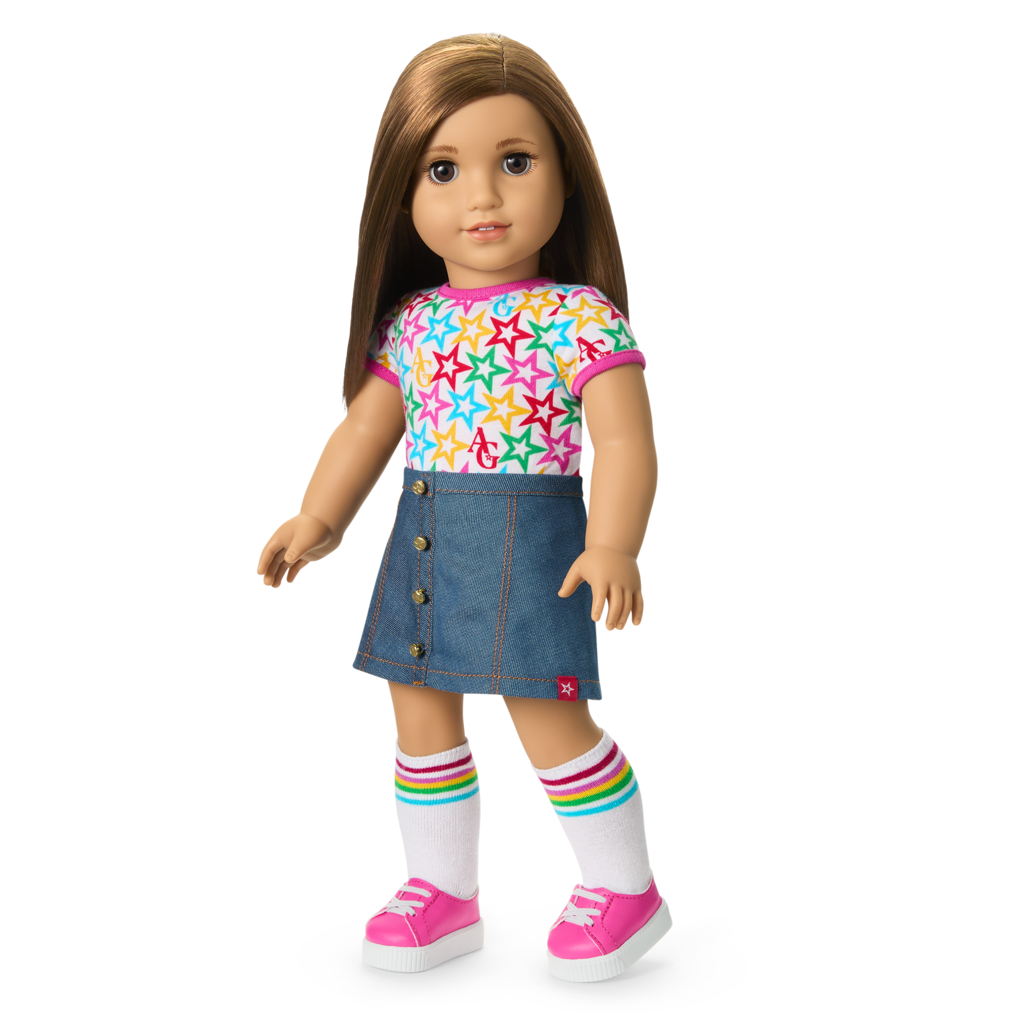 Truly Me™ 18-inch Doll #107 with straight brown hair F2