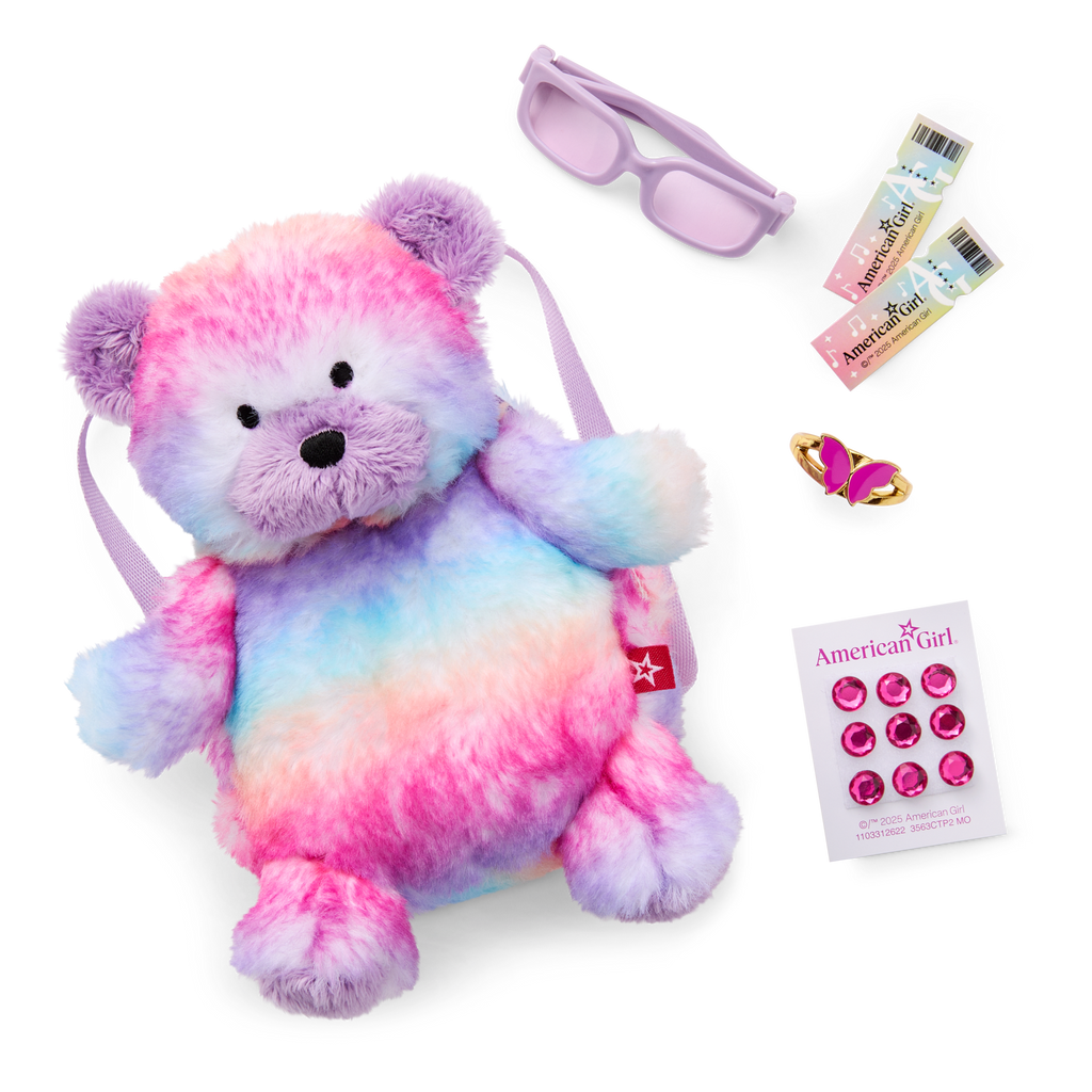 Colorful Teddy Bear Backpack & Accessory Set for 18-inch Dolls B0