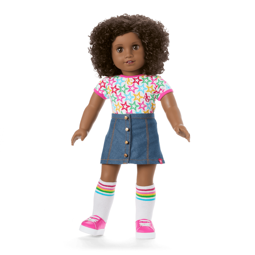 Truly Me™ 18-inch Doll #112 with curly dark-brown hair E2
