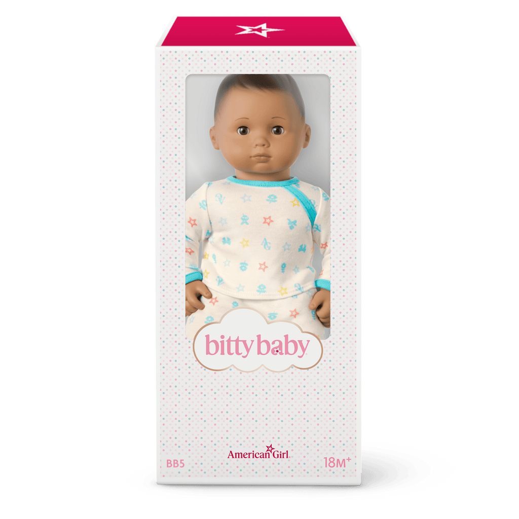 Bitty Baby® Doll #5 with dark-brown hair in Pastel Blue C2