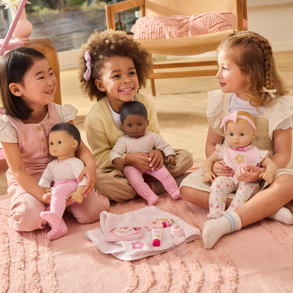 Bitty Baby® Doll #1 with black hair in Pretty Pink F9