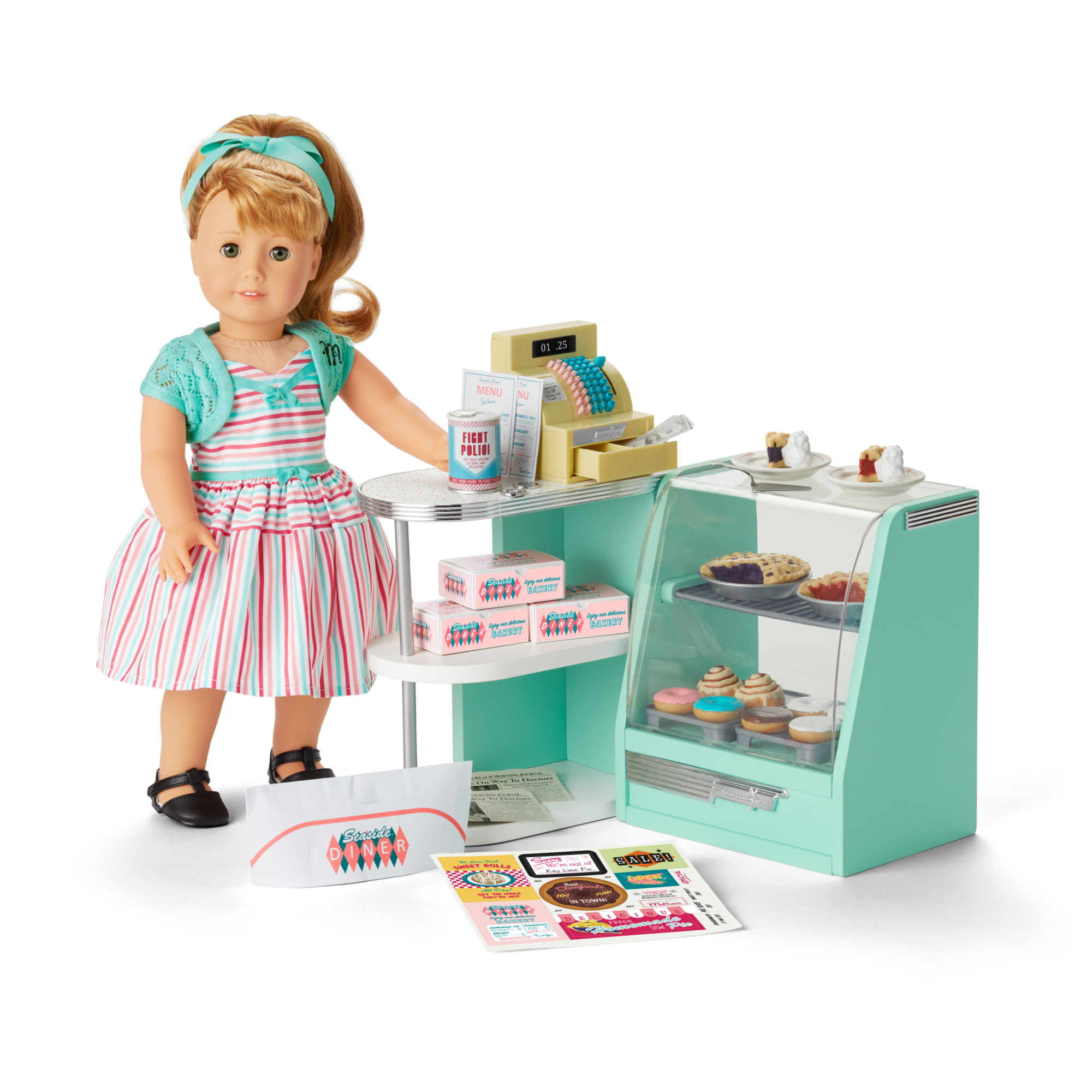Maryellen’s™ Seaside Diner Bakery Case for 18-inch Dolls (Historical Characters) F5