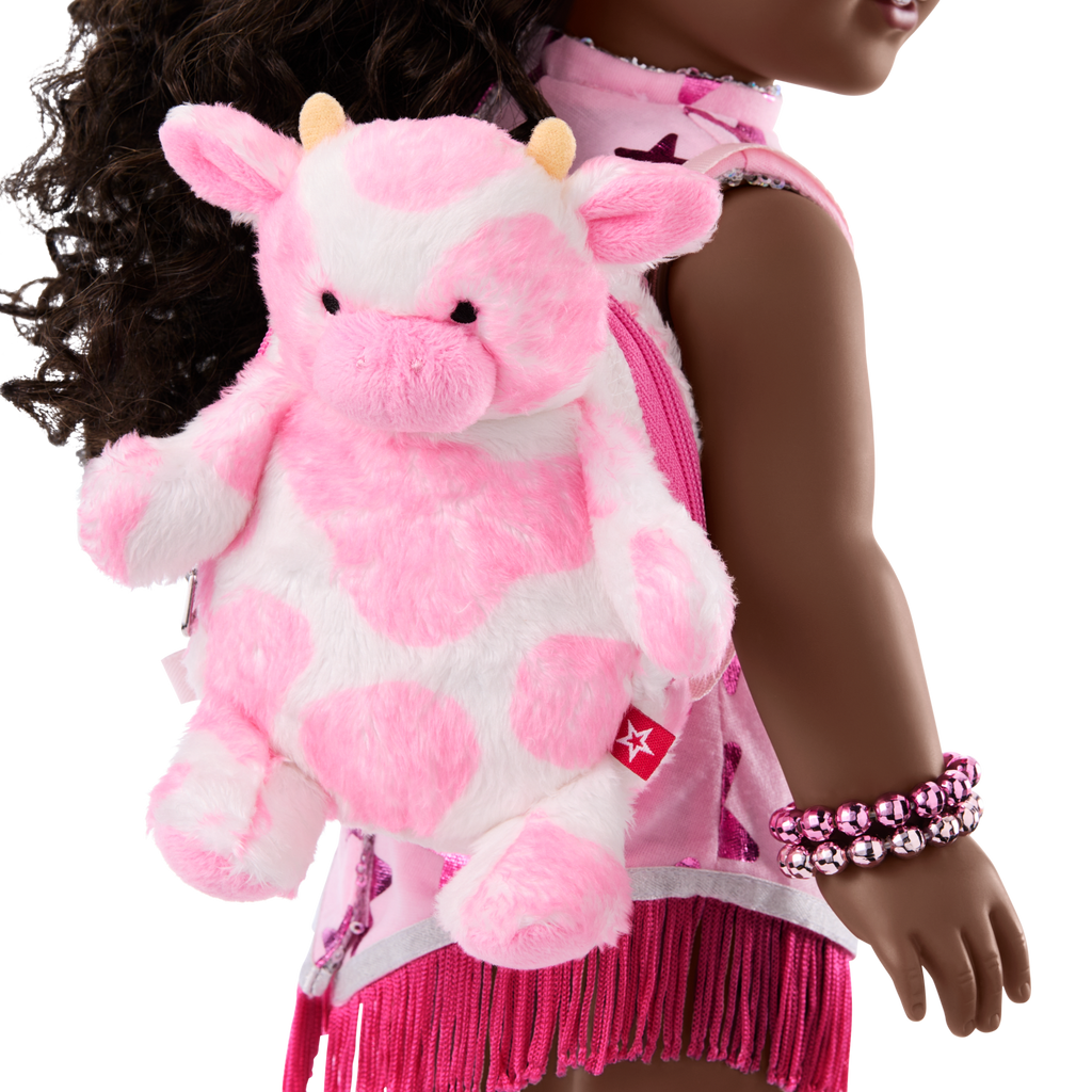 Pink Spotted Cow Backpack & Accessory Set for 18-inch Dolls A5