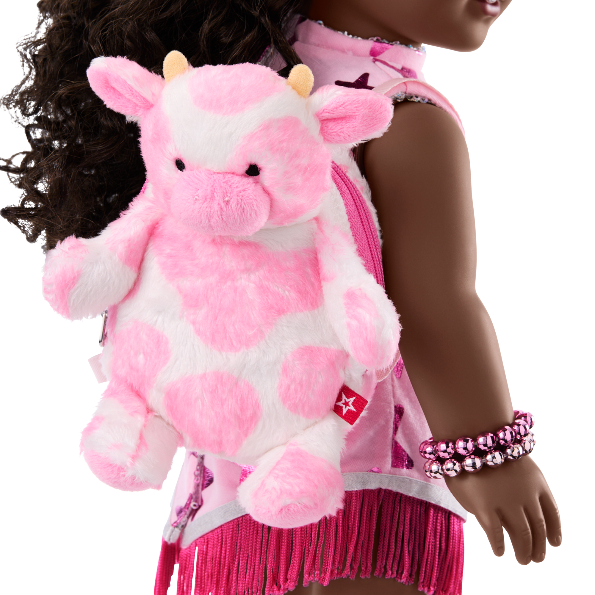 Pink Spotted Cow Backpack & Accessory Set for 18-inch Dolls A5