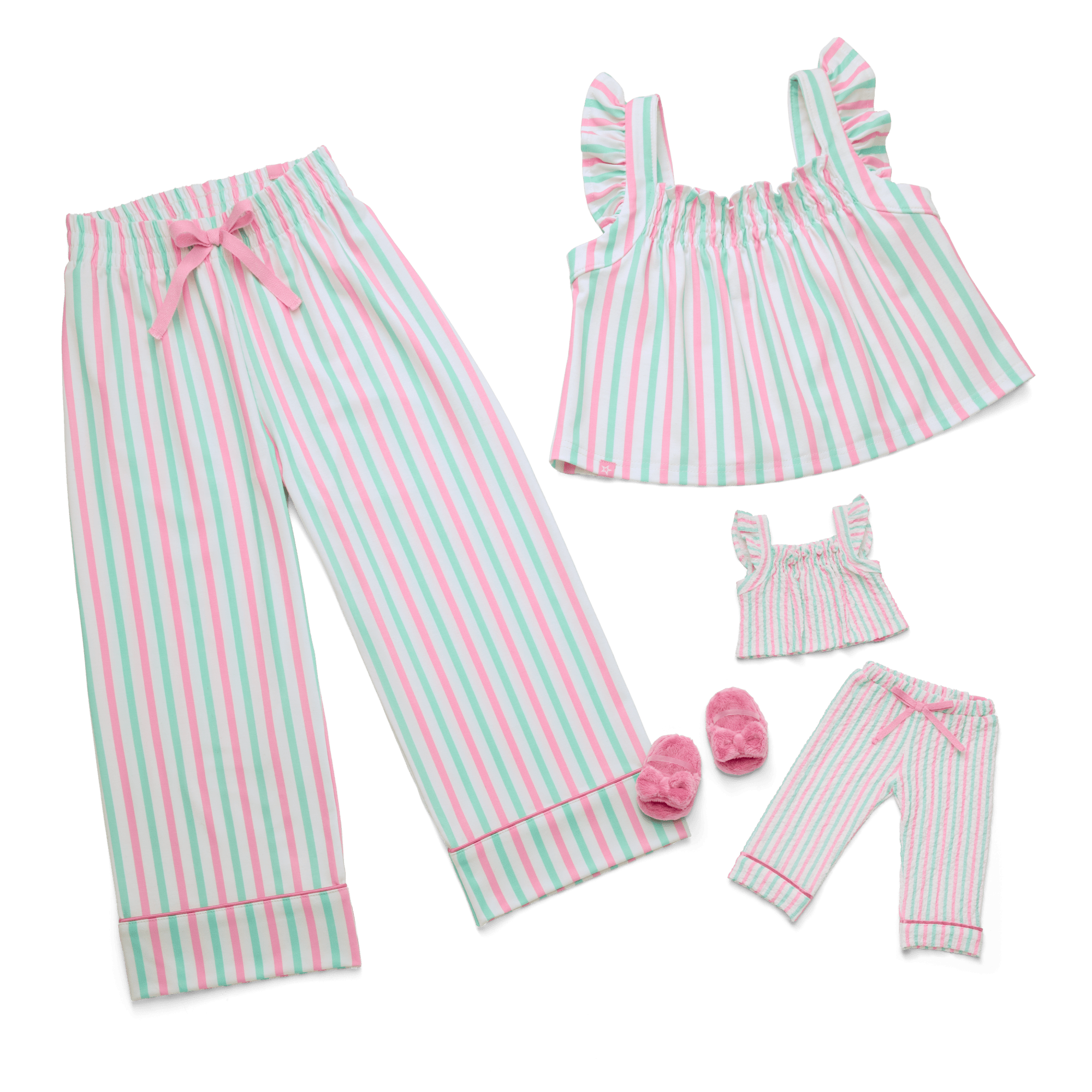 Raquel's™ Coastal Stripes Pajamas for 18-inch Dolls (Girl of the Year™ 2026) F4