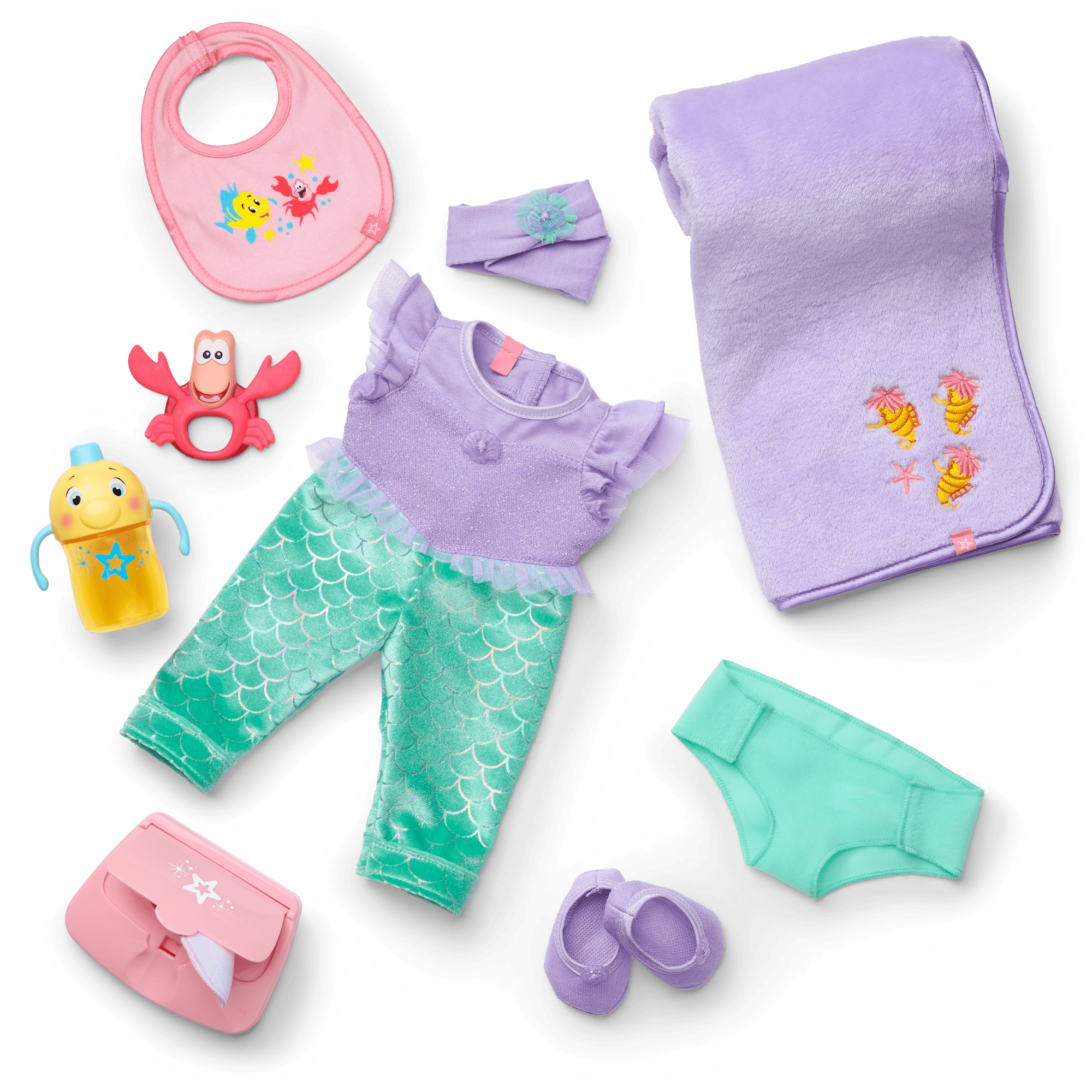 Disney Princess Ariel Cuddle & Care Set with Bitty Baby® Doll by American Girl® B1