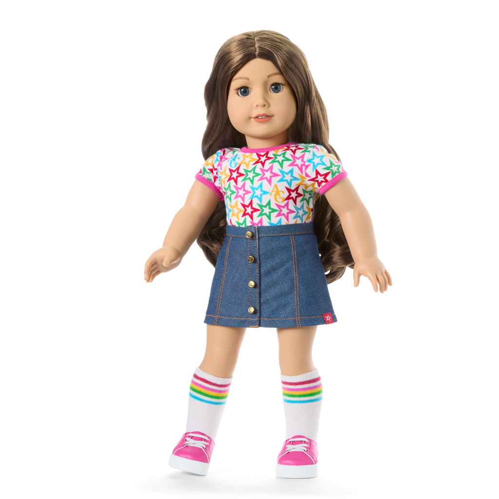 Truly Me™ 18-inch Doll #126 with wavy brown hair C9