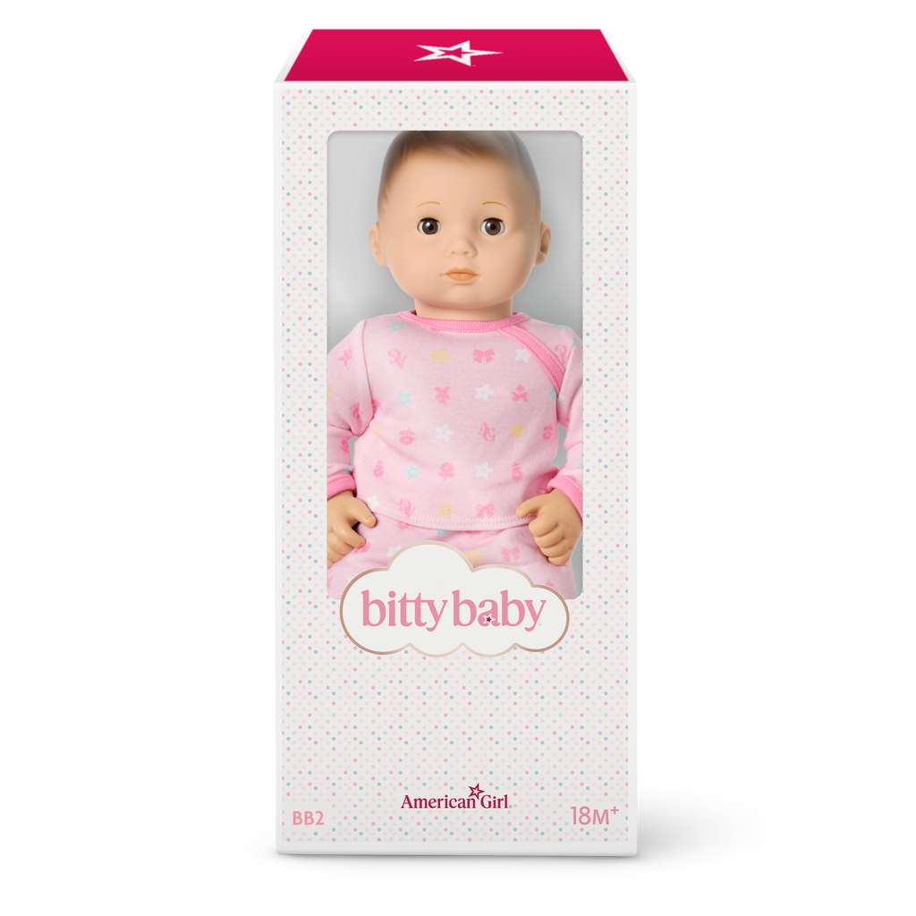Bitty Baby® Doll #2 with brown hair in Pastel Pink A9
