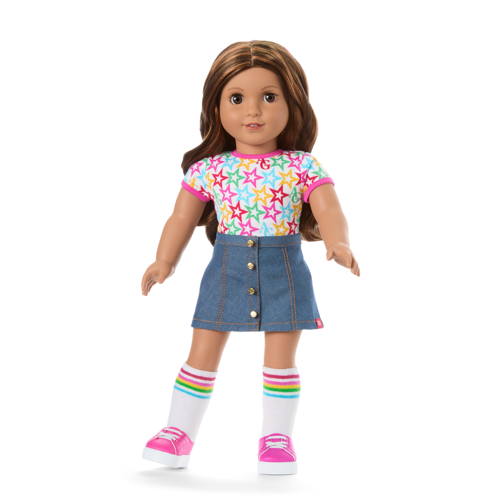 Truly Me™ 18-inch Doll #117 with wavy dark-brown hair D9
