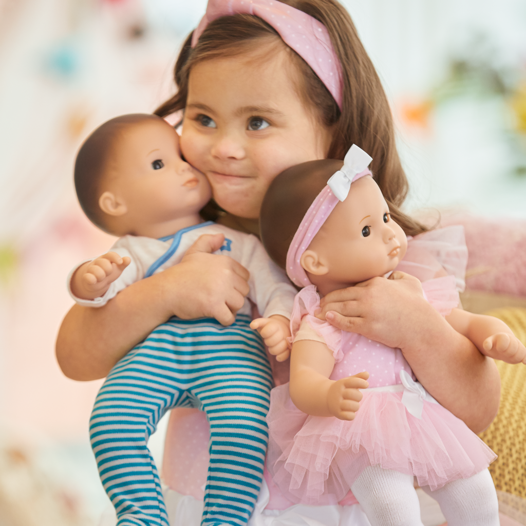 Bitty Baby® Doll #2 with brown hair in Soft Blue E6