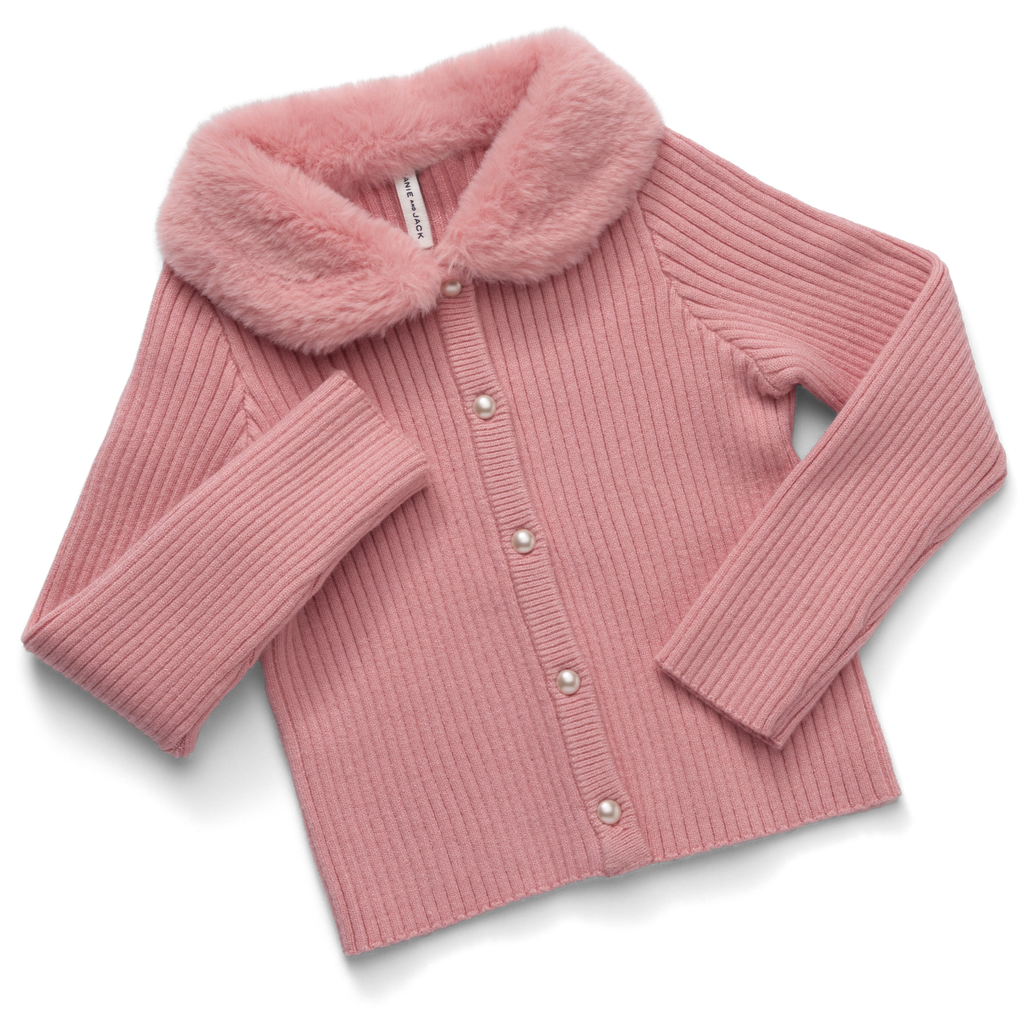 American Girl® x Janie and Jack Rosy Ribbed Cardigan for Girls C5