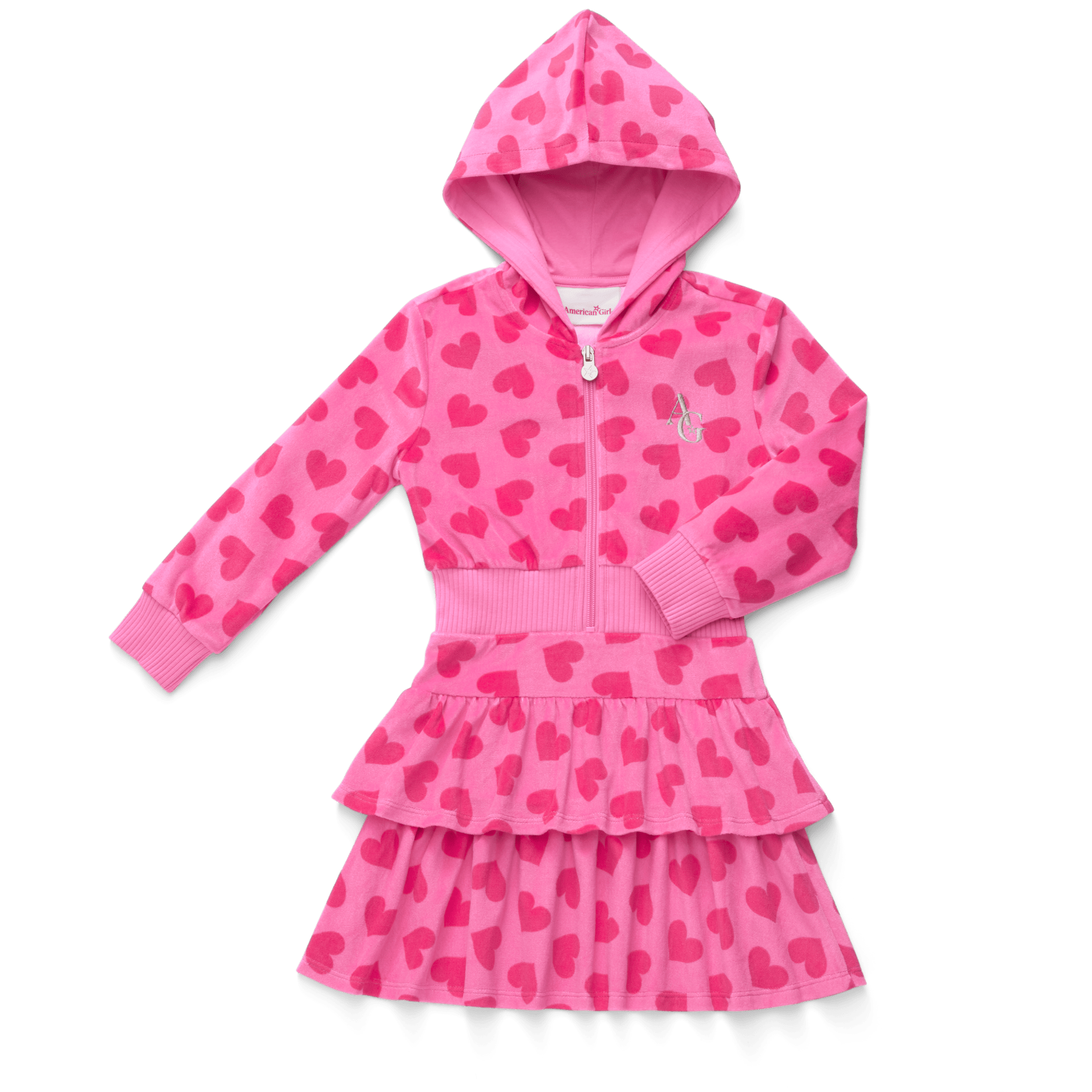 Pink Hearts Hoodie Dress for Girls B0