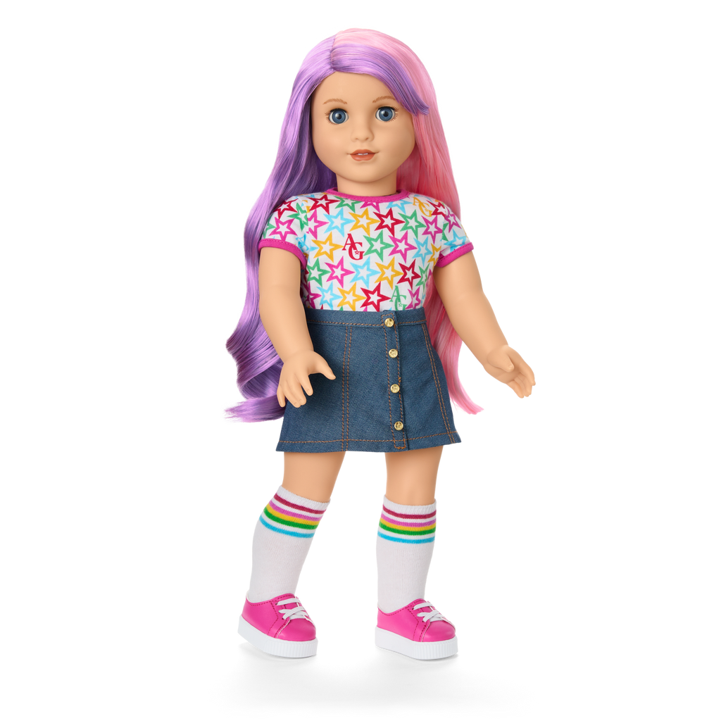 Truly Me™ 18-inch Doll #116 with wavy purple-and-pink hair C3