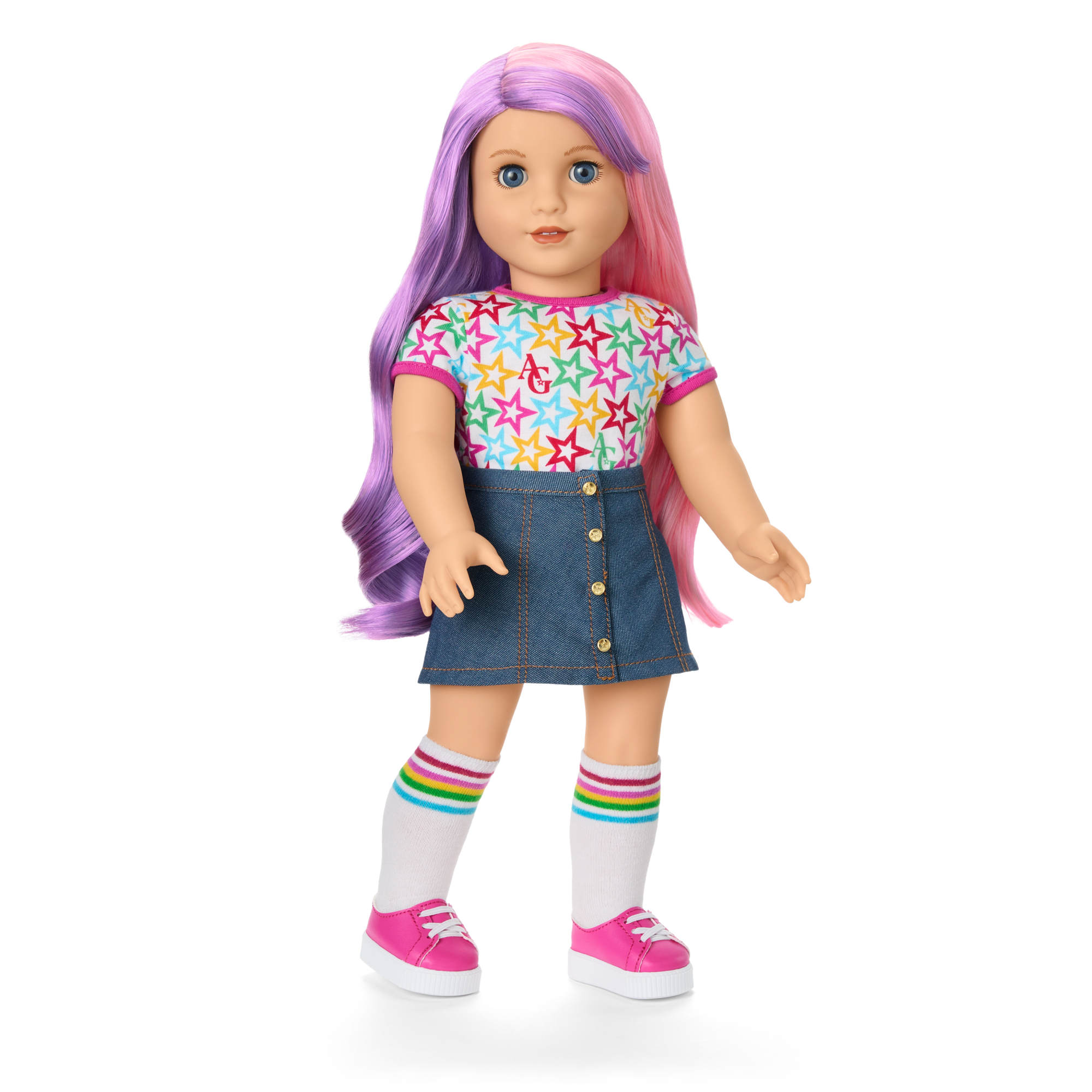 Truly Me™ 18-inch Doll #116 with wavy purple-and-pink hair C3