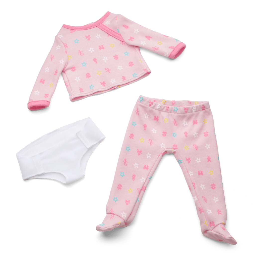 Bitty Baby® Doll #1 with black hair in Pastel Pink D8