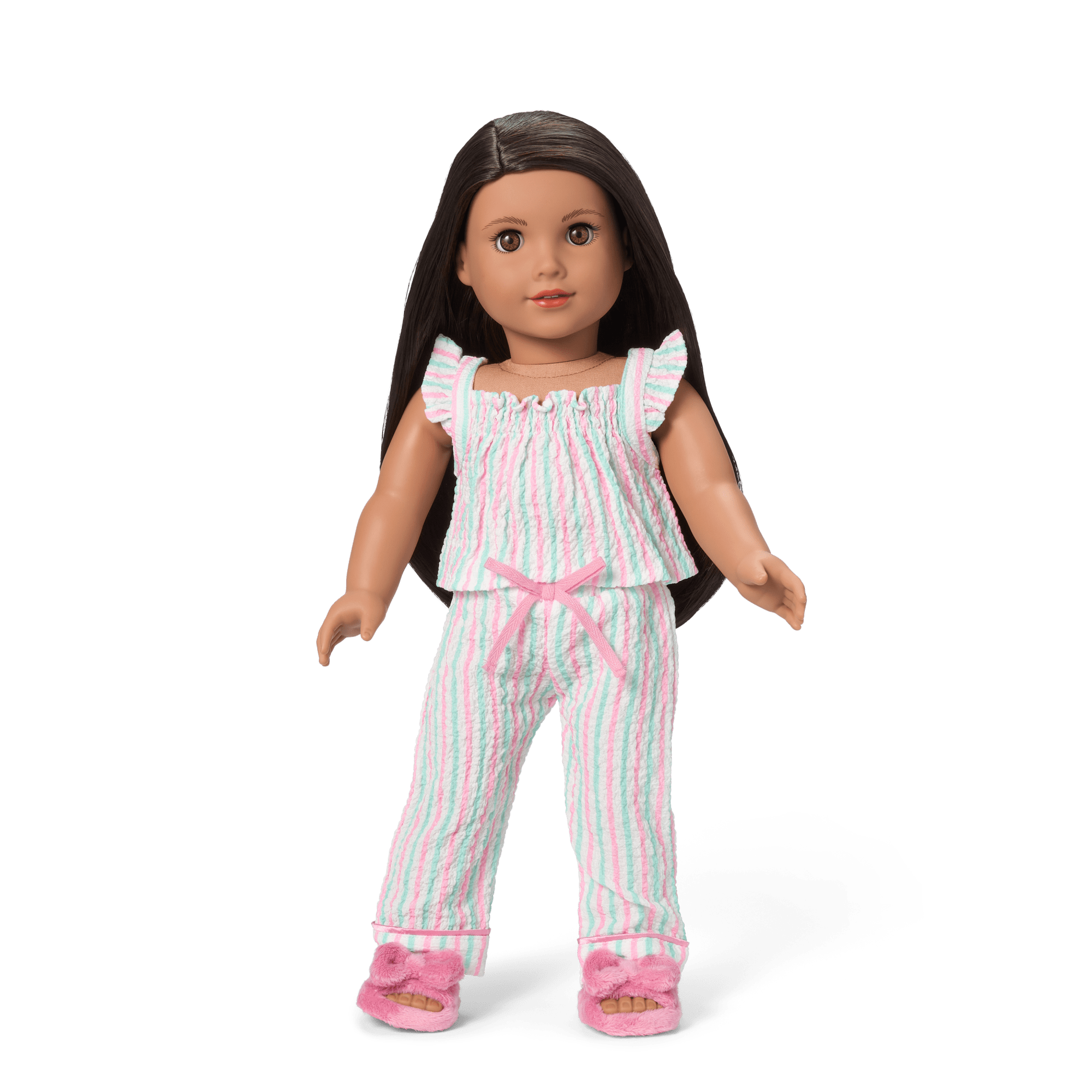 Raquel's™ Coastal Stripes Pajamas for 18-inch Dolls (Girl of the Year™ 2026) F4