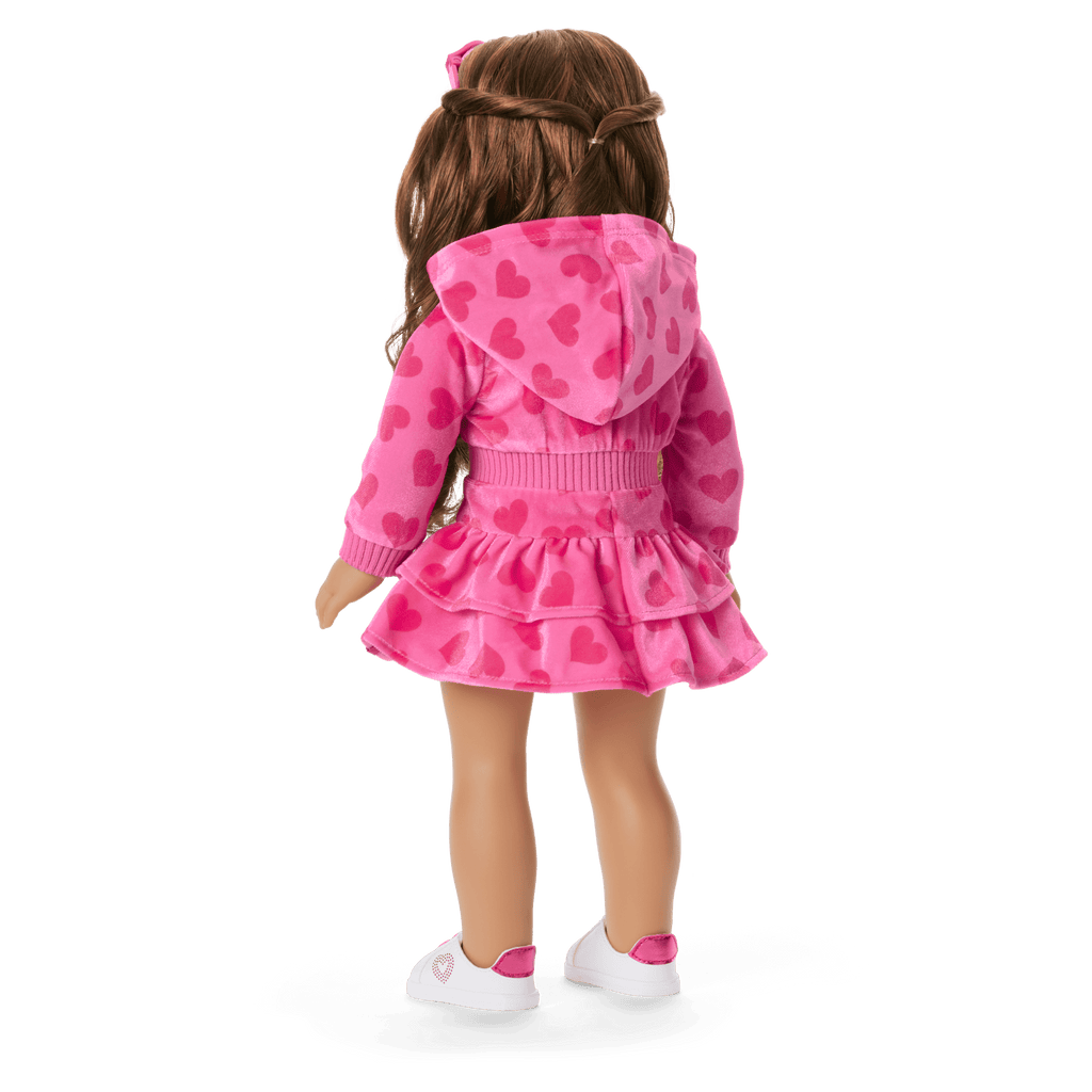 Pink Hearts Hoodie Dress for 18-inch Dolls C8