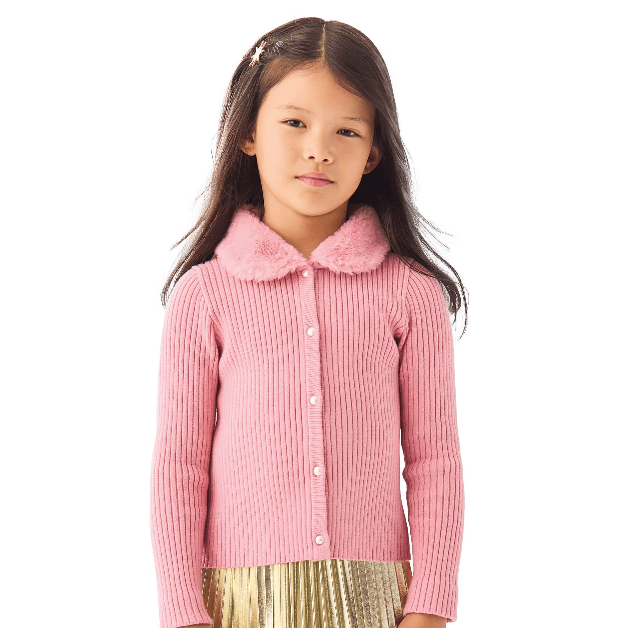 American Girl® x Janie and Jack Rosy Ribbed Cardigan for Girls C5