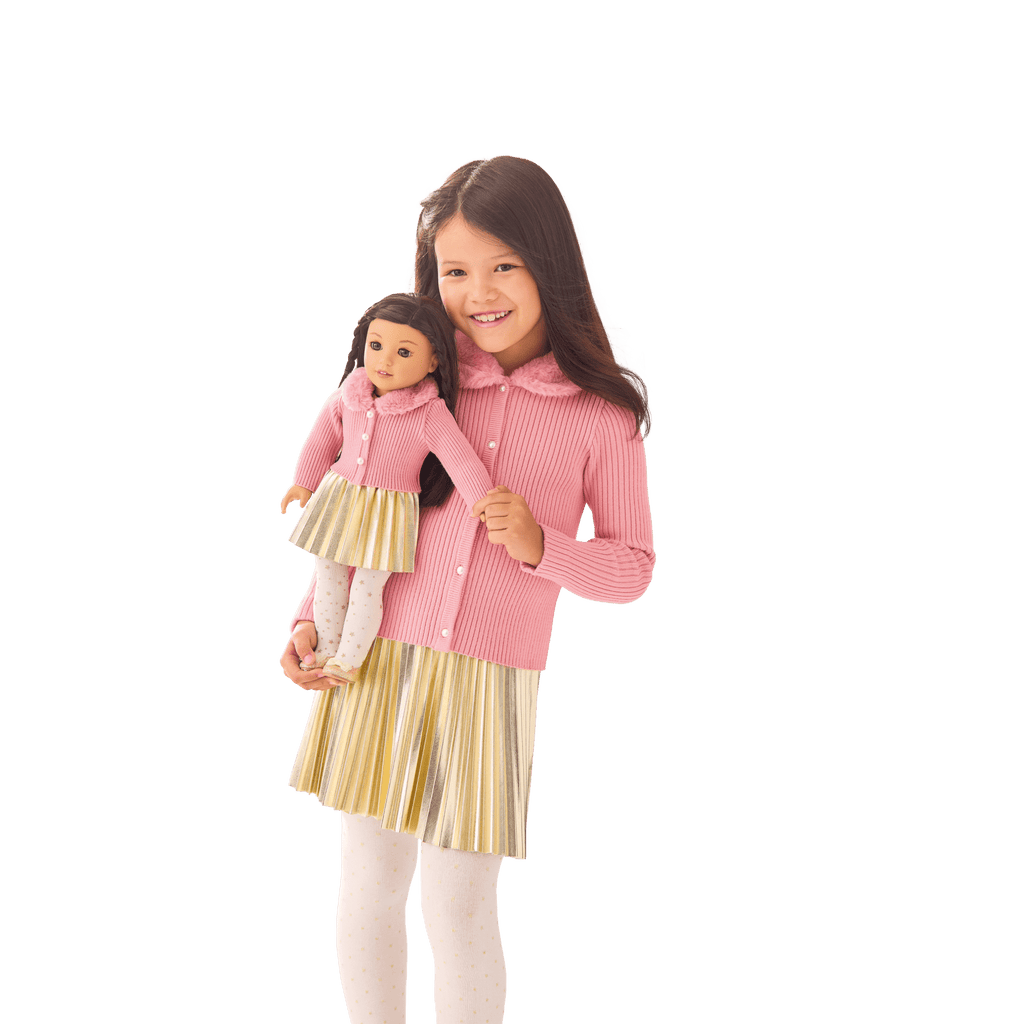 American Girl® x Janie and Jack Rosy Ribbed Cardigan for Girls C5