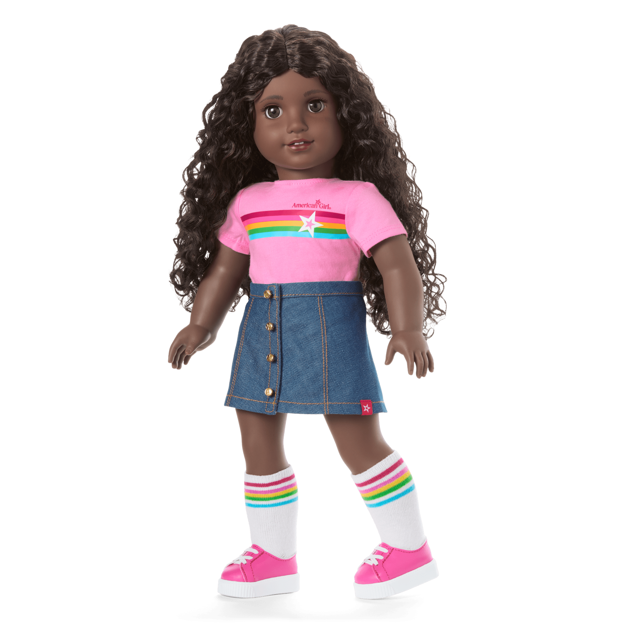 Truly Me™ 18-inch Doll #127 with curly dark-brown hair A2