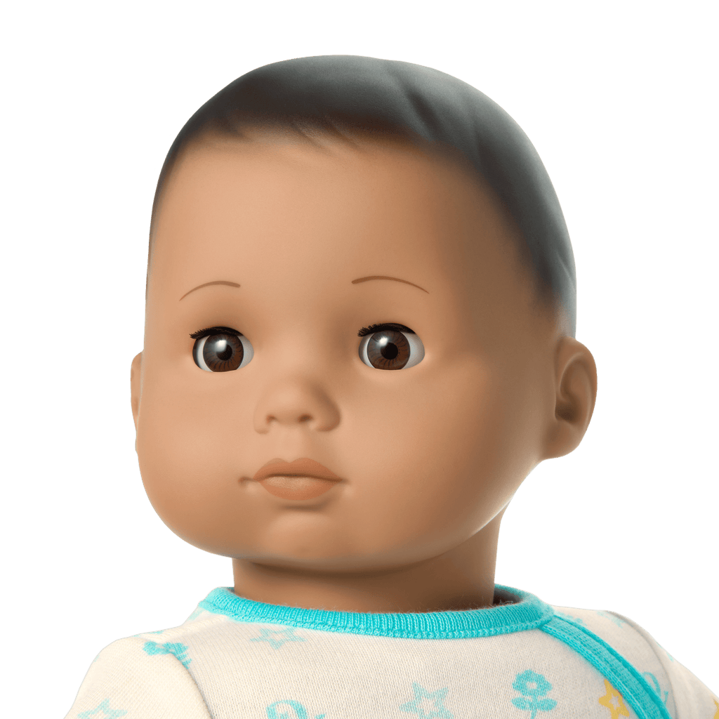Bitty Baby® Doll #5 with dark-brown hair in Pastel Blue D1
