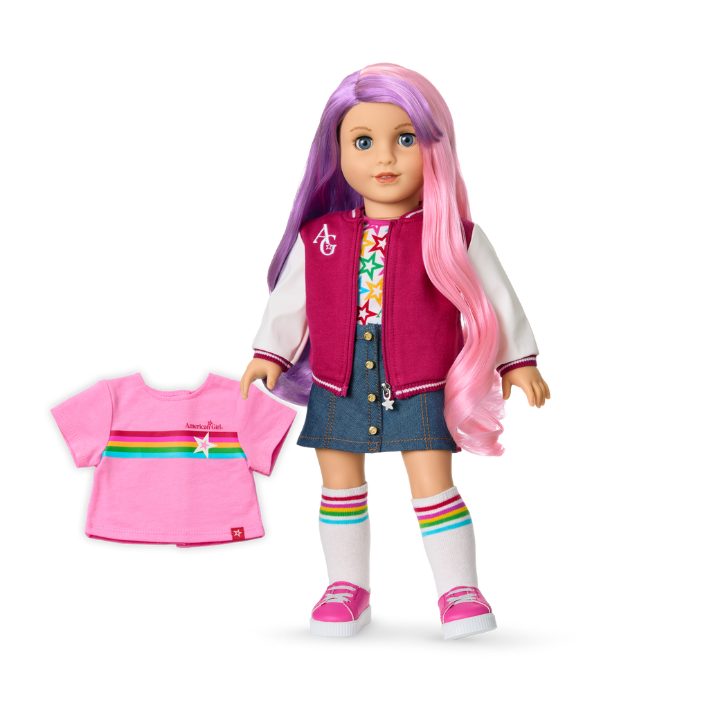 Truly Me™ 18-inch Doll #116 with wavy purple-and-pink hair C3