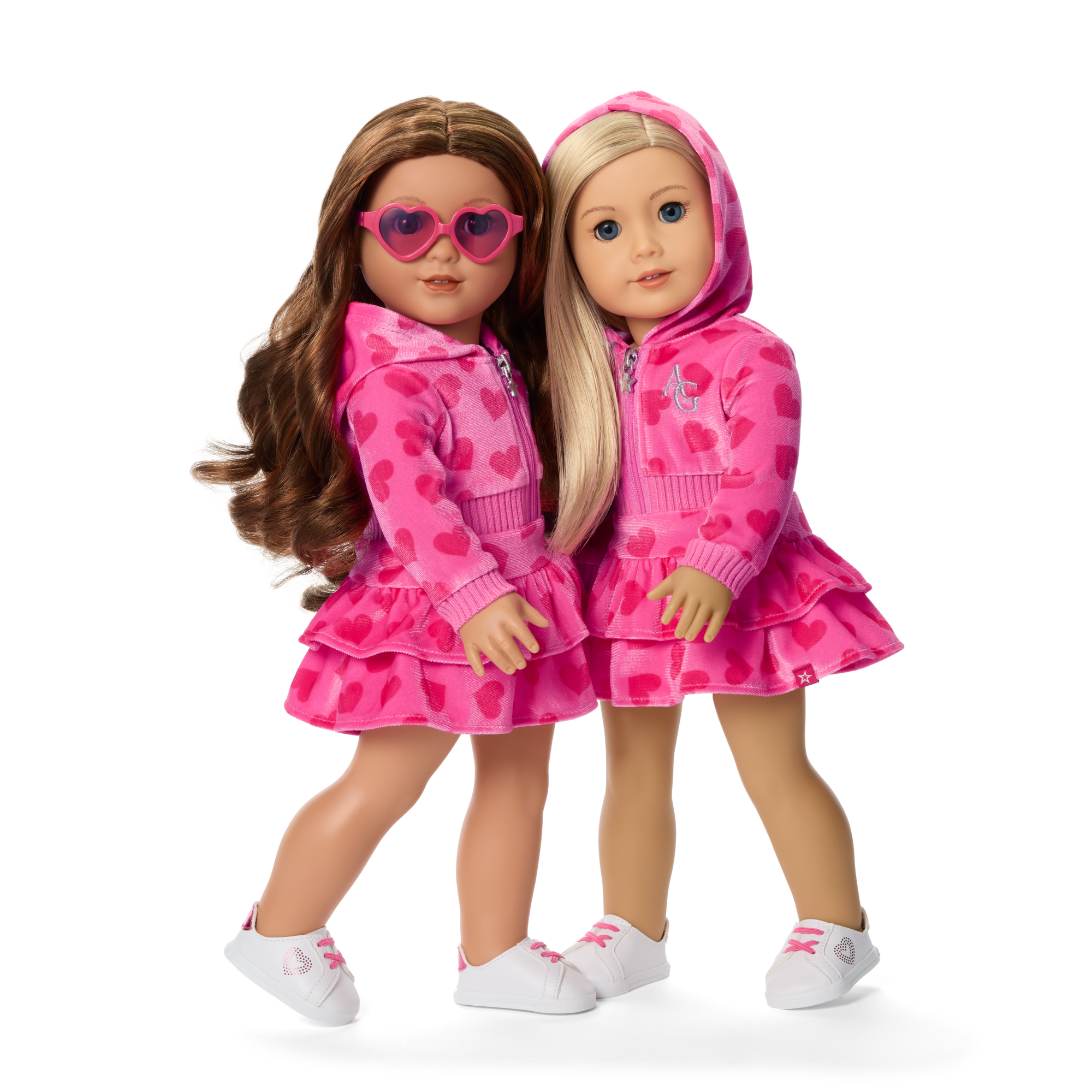 Pink Hearts Hoodie Dress for 18-inch Dolls C8