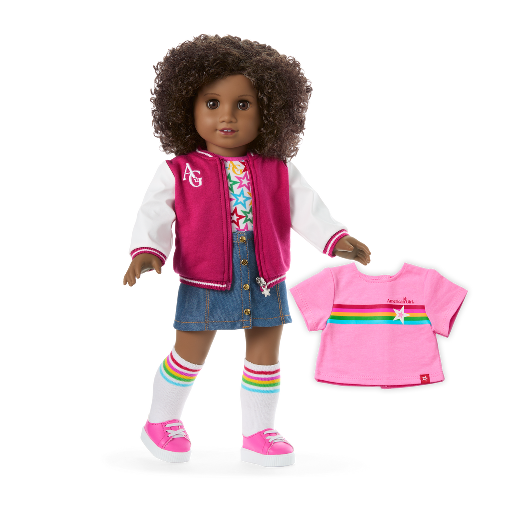 Truly Me™ 18-inch Doll #112 with curly dark-brown hair E2