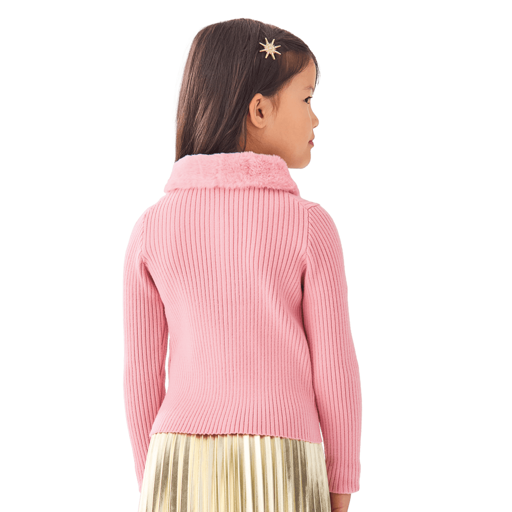 American Girl® x Janie and Jack Rosy Ribbed Cardigan for Girls C5